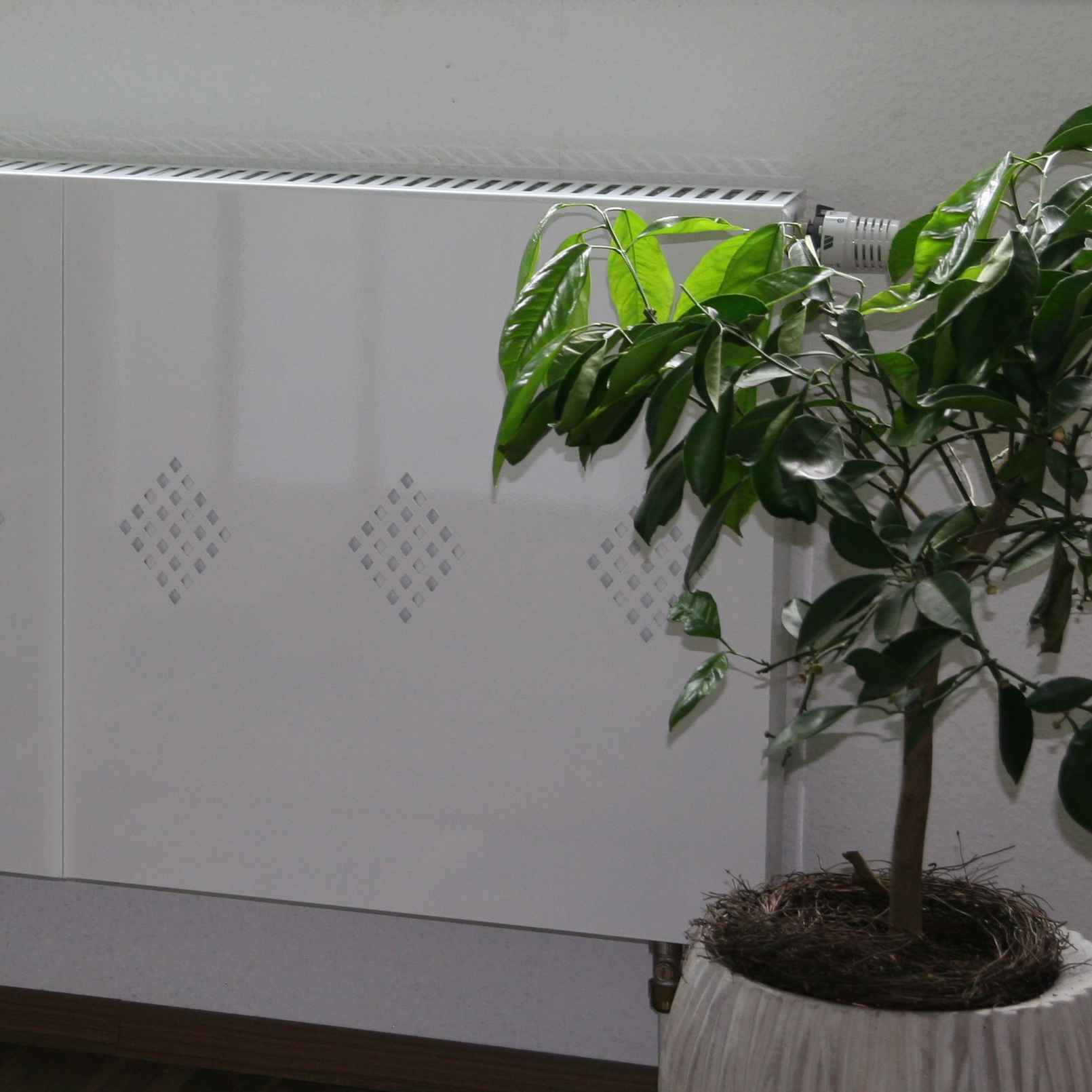 Heizkörperverkleidung 60 x 60cm Design Raute weiß (SET= 2 Stück) SZAGATO Heizungsverkleidung Verkleidung Heizkörper Abdeckung für Heizkörper