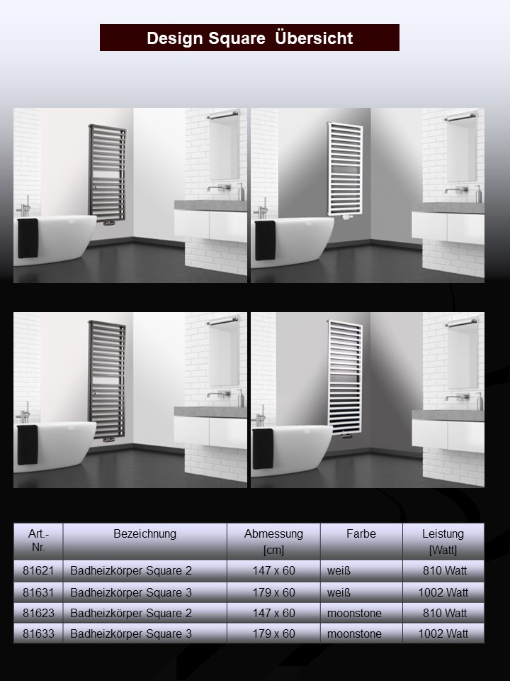 Badheizkörper Design Square (alle Ausführungen)