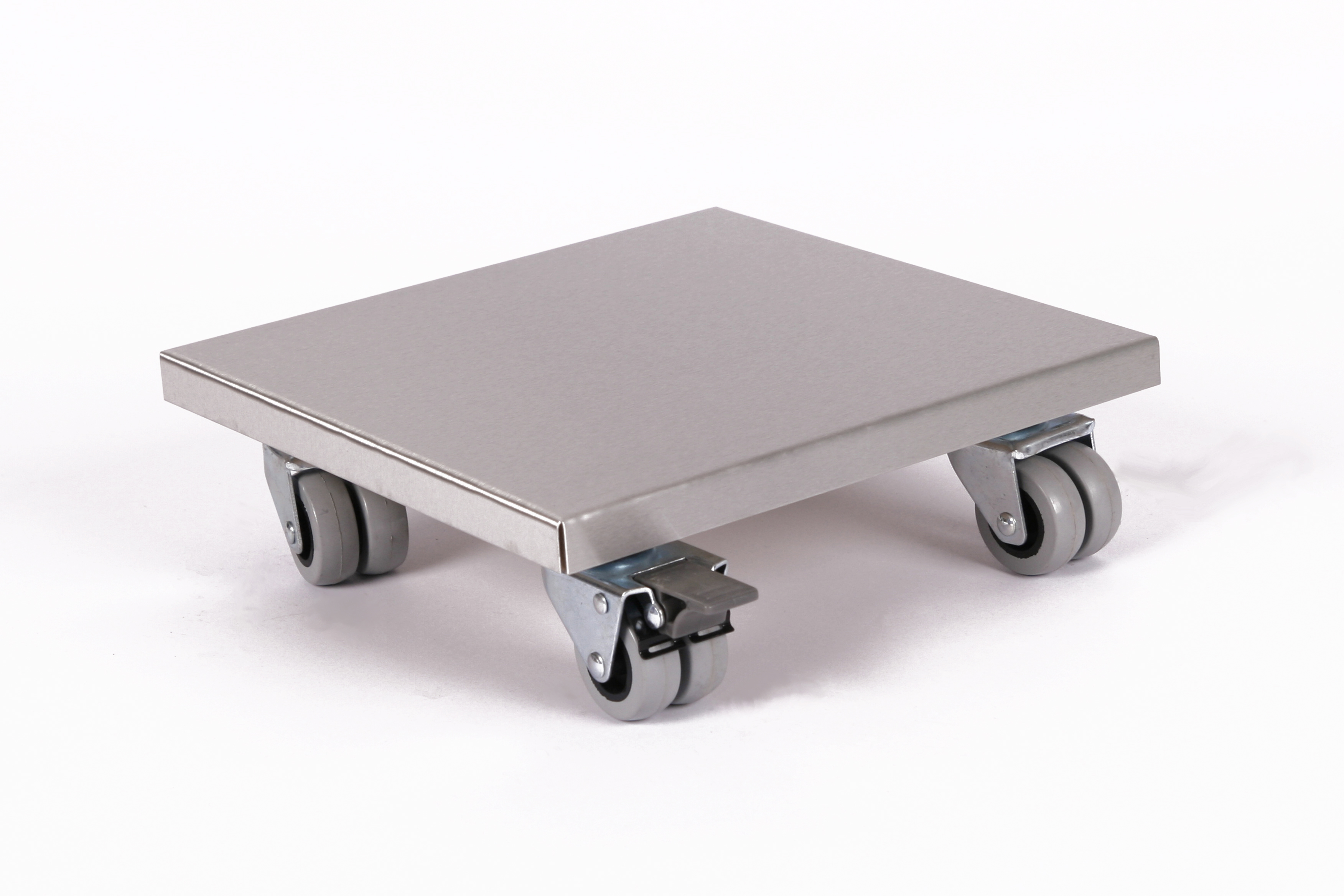 Rollbrett Pflanzenroller 30x30cm Edelstahl 300kg Doppelrollen + Bremse SZAGATO Made in Germany Blumenuntersetzer Möbelroller Outdoor Blumenroller