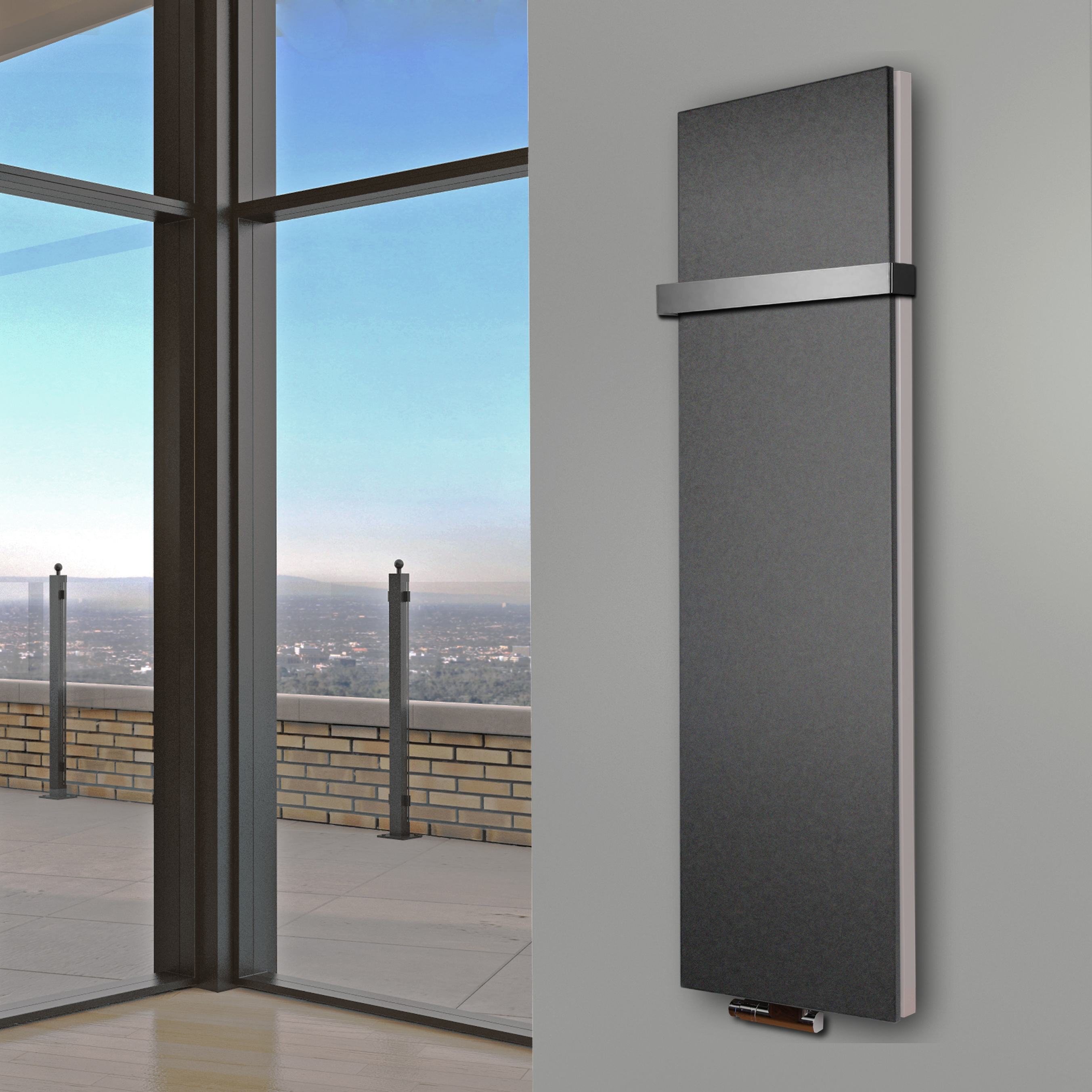 BADHEIZKÖRPER Design Mirror Steel 6 180x47cm 1964 Watt anthrazit - moonstone (+1 Halter 50mm) SZAGATO Designheizkörper Mittelanschluss Handtuchwärmer