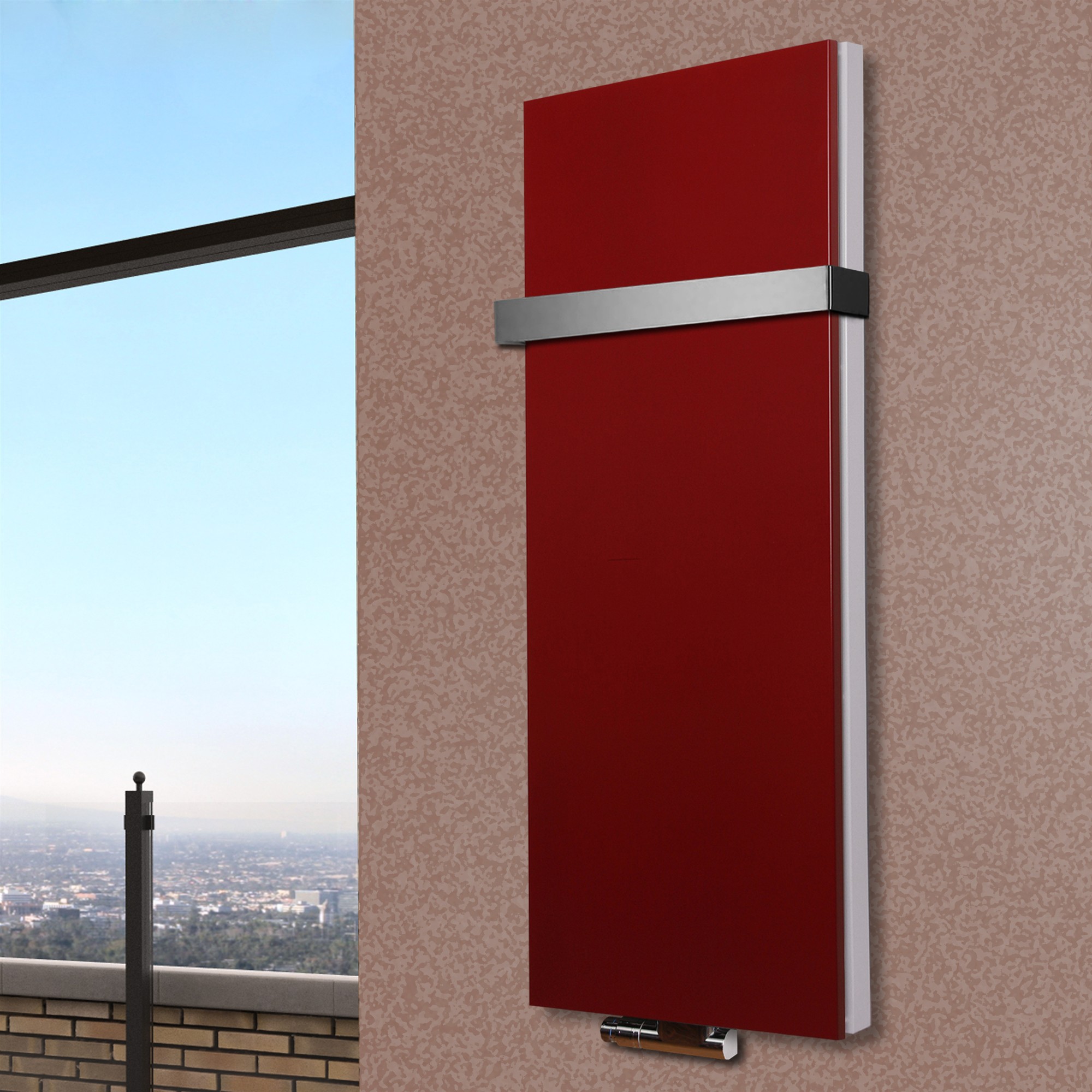 BADHEIZKÖRPER Design Mirror Steel 5 120x47cm 1458 Watt rot +1 Halter 50mm SZAGATO Designheizkörper Handtuchheizkörper Mittelanschluss Handtuchwärmer