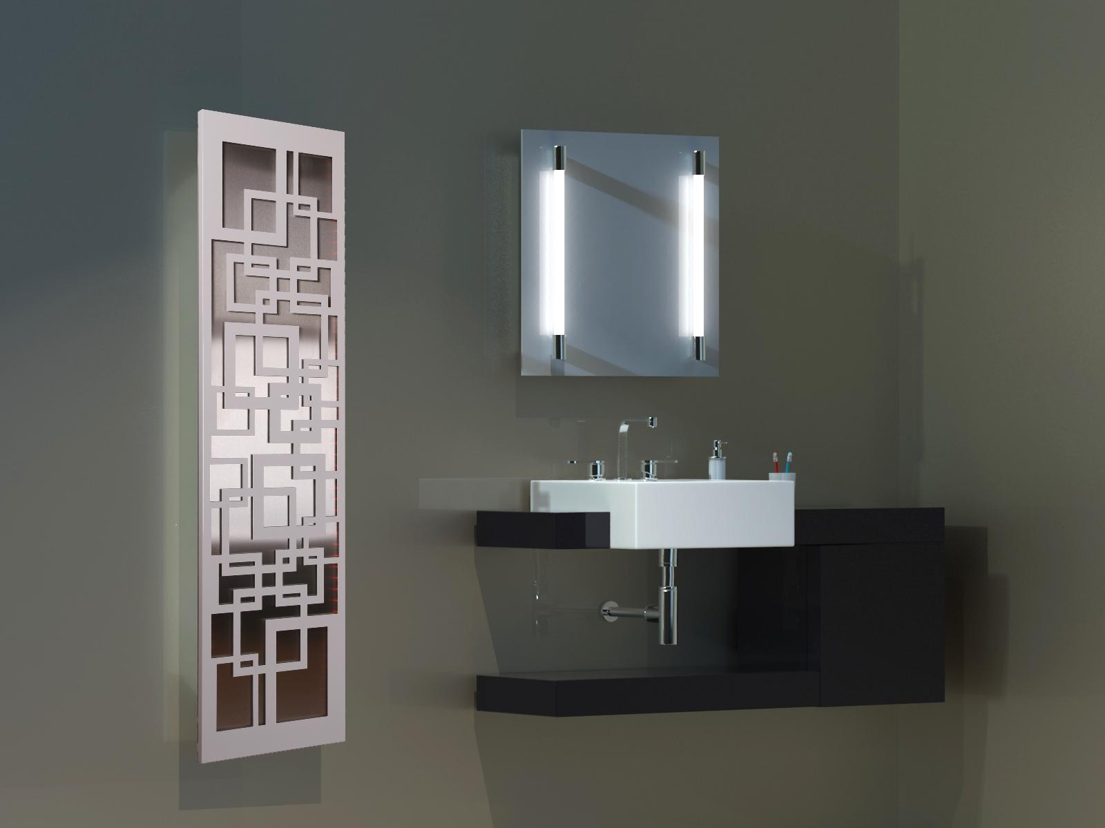 Badheizkörper mit LED Quadrat 3 180x47cm 1118 Watt Edelstahl MT weiß SZAGATO Designheizkörper Handtuchheizkörper mit Mittelanschluss Handtuchwärmer