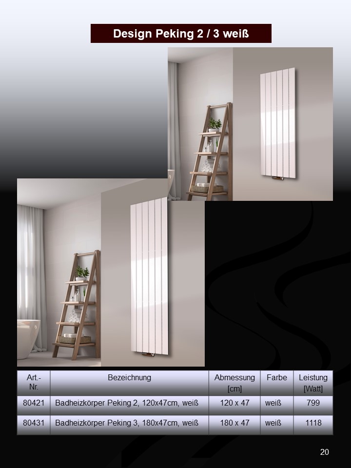 Badheizkörper Design Peking 3 (alle Ausführungen) SZAGATO Paneelheizkörper Designheizkörper Handtuchheizkörper mit Mittelanschluss Handtuchwärmer