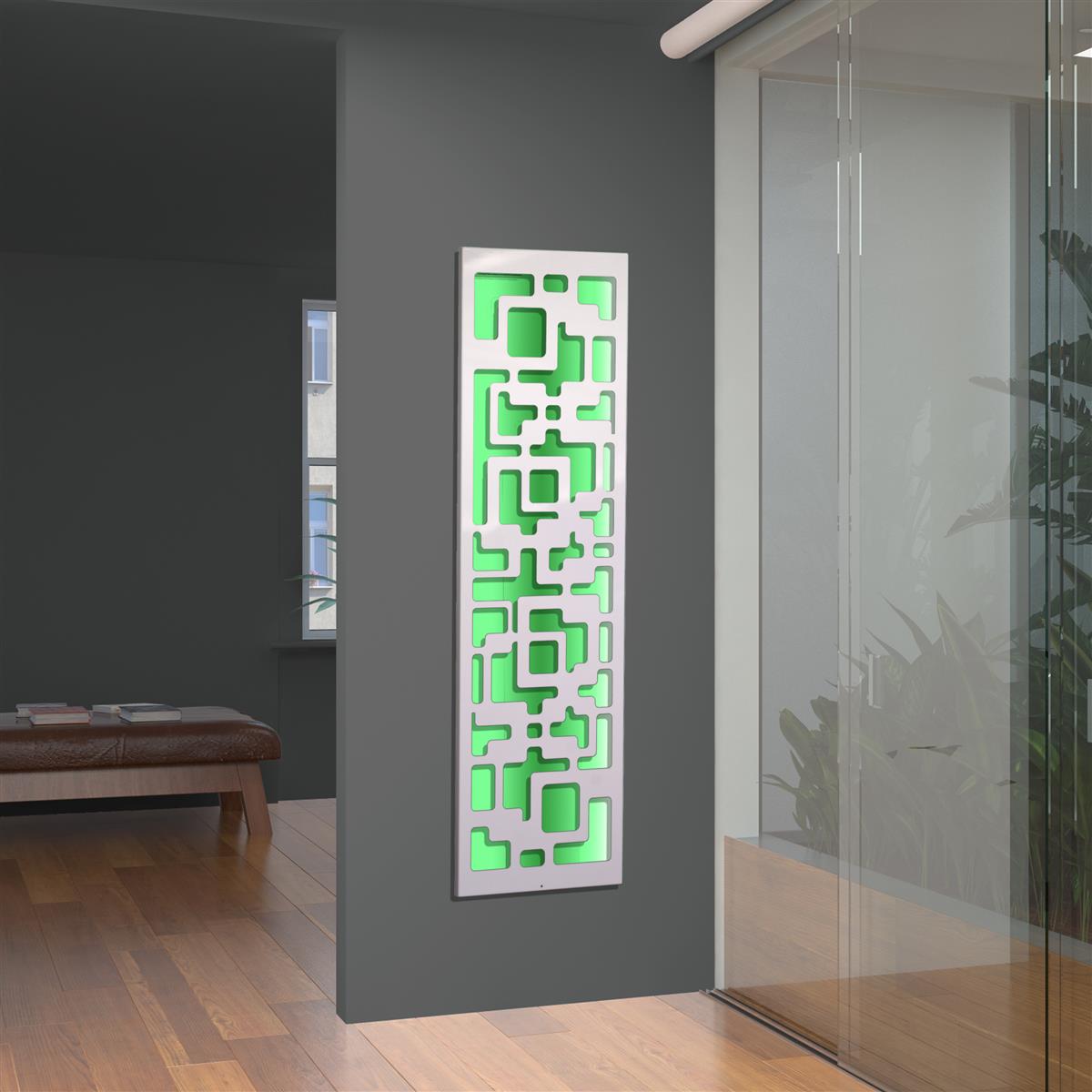 Wandgarderobe mit LED Downtown 140x40cm weiß SZAGATO Made in Germany LED Wandgarderobe Garderobenpaneel Garderobenleiste Flur-Garderobe mit LED