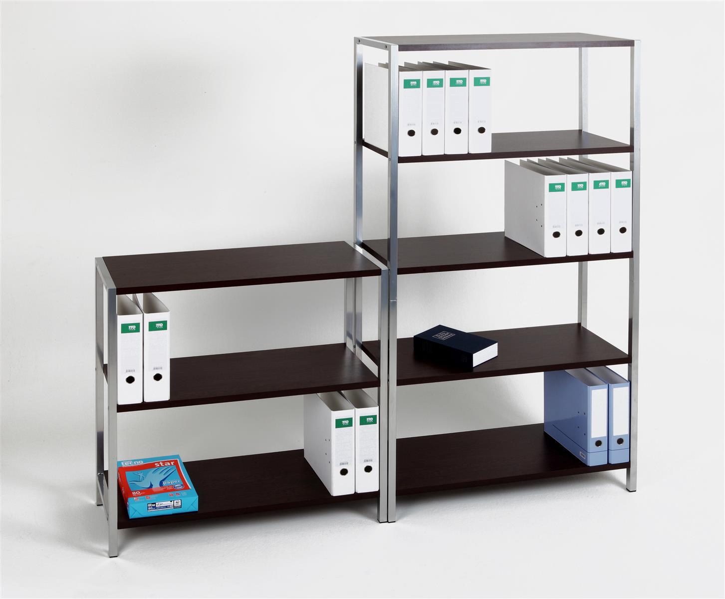 Büroregal für Ordner Officeline 100x85x30cm 3 Böden 60 KG schwarz SZAGATO Büroregal für Ordner Ordnerregal Ordner Regal Ordnerregale Regal für Ordner