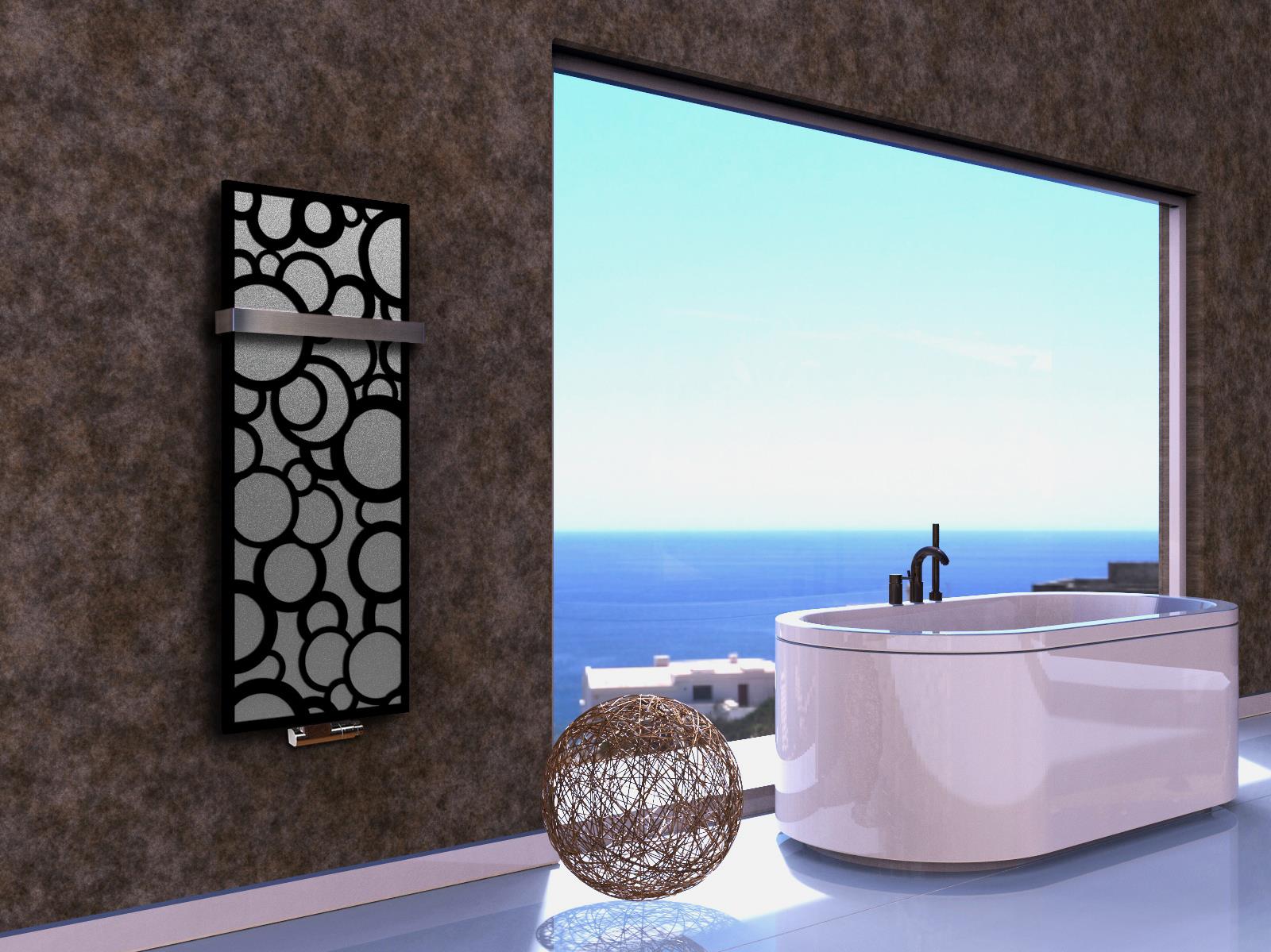 BADHEIZKÖRPER Design Kreta 2 120x47cm 799 Watt anthrazit moonstone schwarz (+1 Halter 50mm) SZAGATO Designheizkörper Mittelanschluss Handtuchwärmer