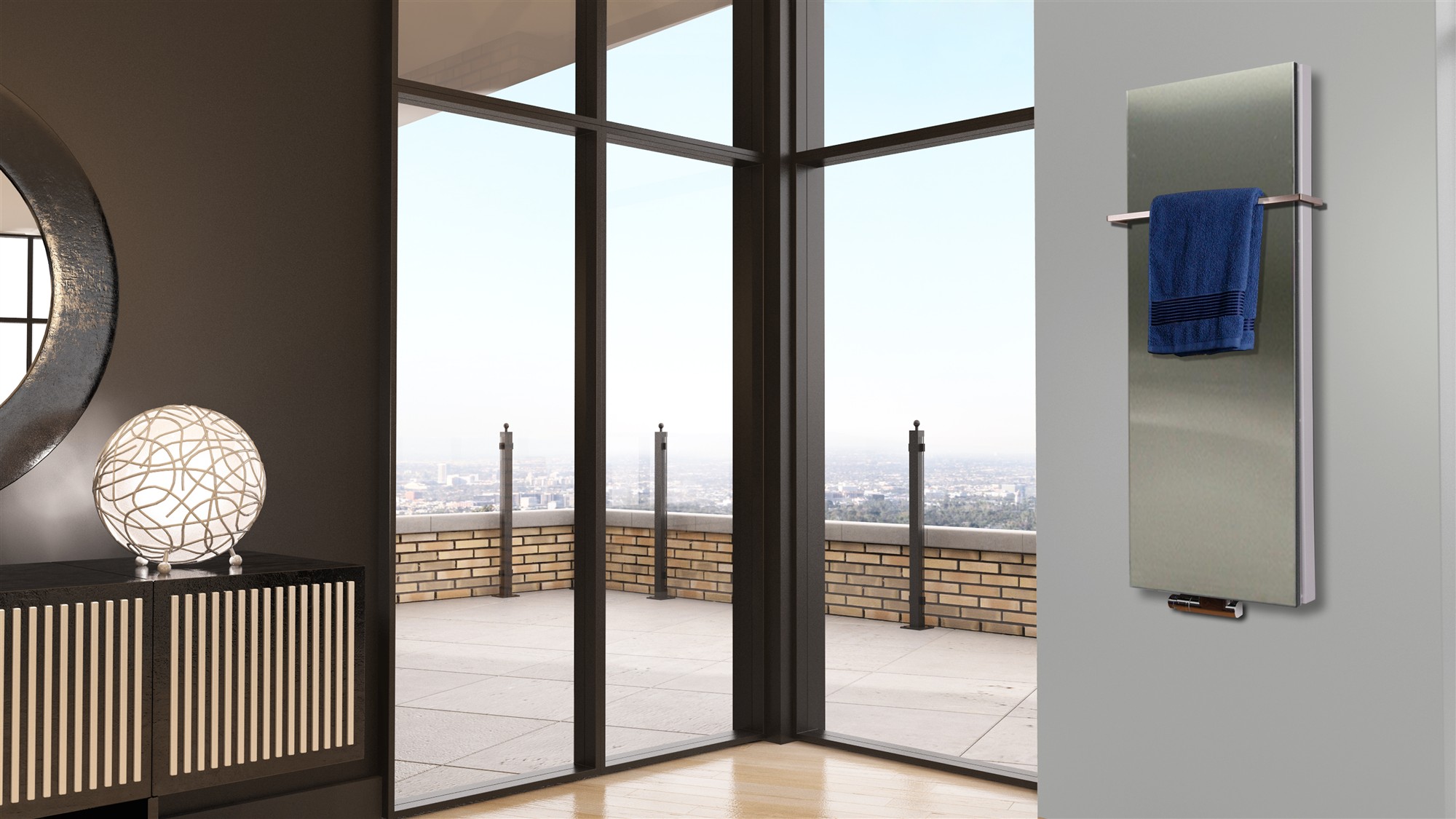 BADHEIZKÖRPER Design Mirror 5 120x47cm 1458 Watt Edelstahl matt (+1 Halter 15mm) SZAGATO Designheizkörper Handtuchheizkörper mit Mittelanschluss