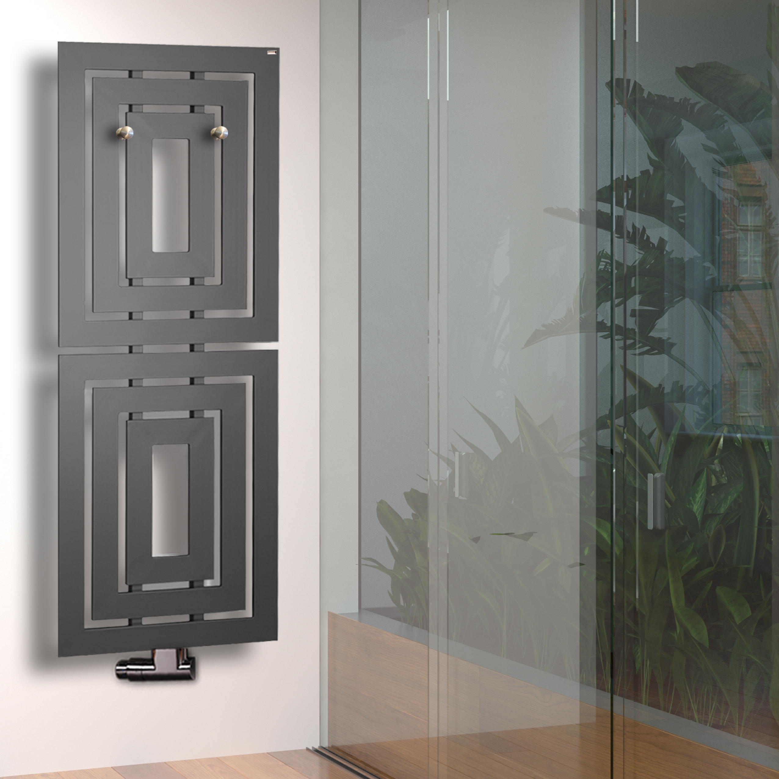 BADHEIZKÖRPER Design Insight 2 162x60cm 1224 Watt anthrazit - moonstone (+ 2 Knopfhalter) SZAGATO Designheizkörper mit Mittelanschluss Handtuchwärmer