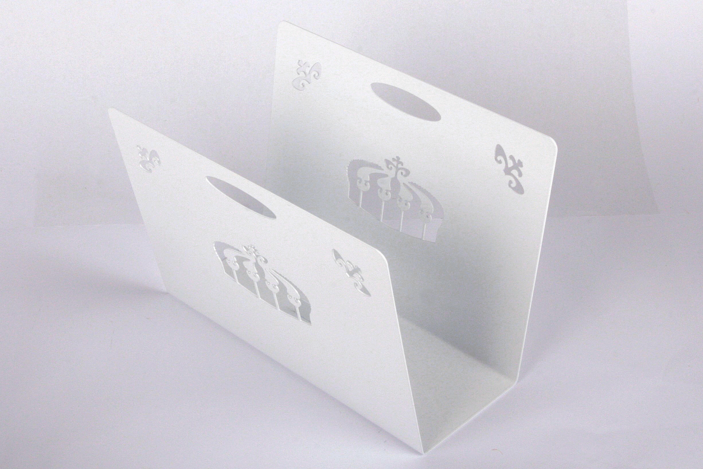 Zeitungsständer Crown 23x32x12cm weiß SZAGATO Made in Germany  Zeitschriftenständer Metall Zeitschriftenhalter Zeitungshalter modern