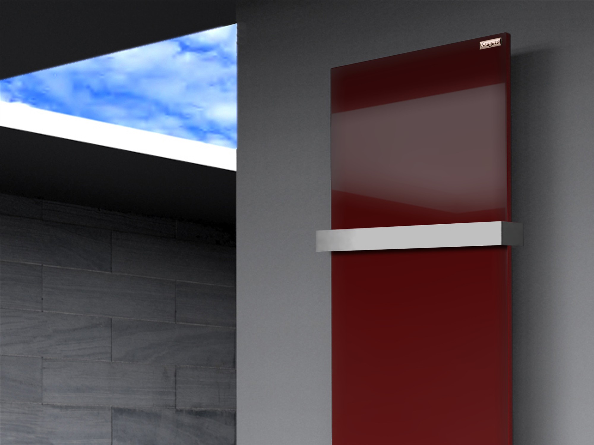 BADHEIZKÖRPER Design Mirror Steel 3 180x47cm 1118 Watt rot (RAL 3004) (+1 Halter 50mm) SZAGATO Designheizkörper mit Mittelanschluss Handtuchwärmer