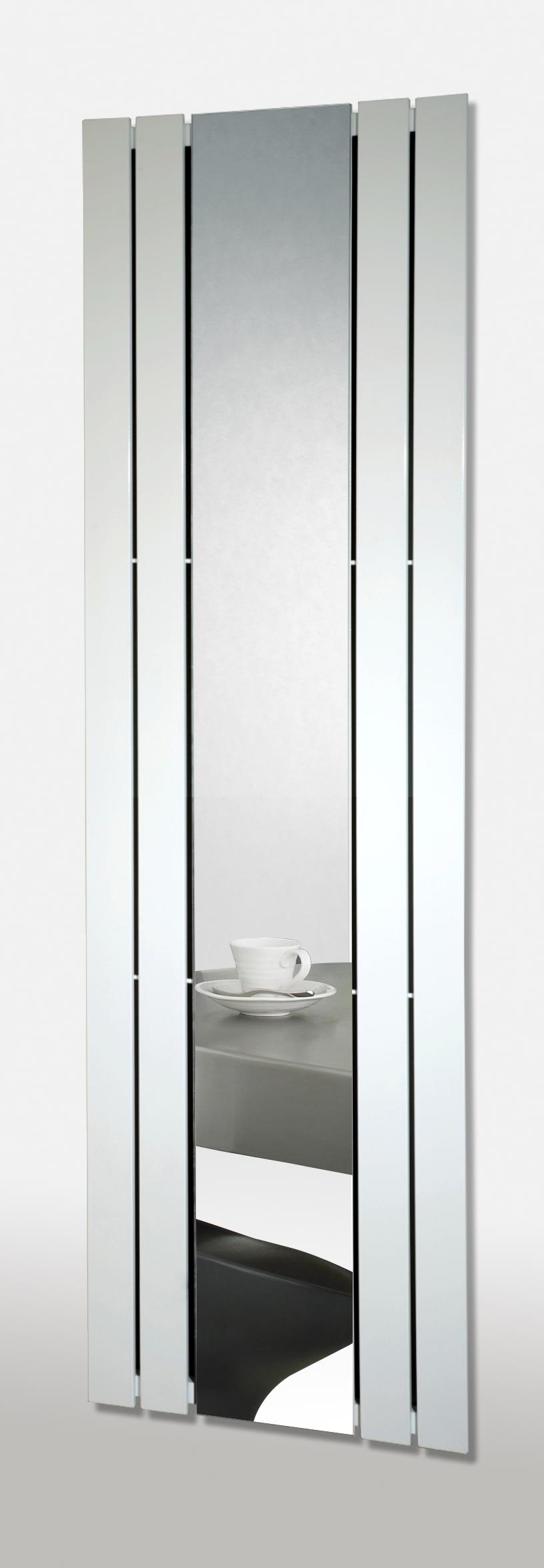 BADHEIZKÖRPER mit Spiegel Design Shanghai 3 180 x 55cm 819 Watt weiß SZAGATO Designheizkörper Handtuchheizkörper mit Mittelanschluss Handtuchwärmer