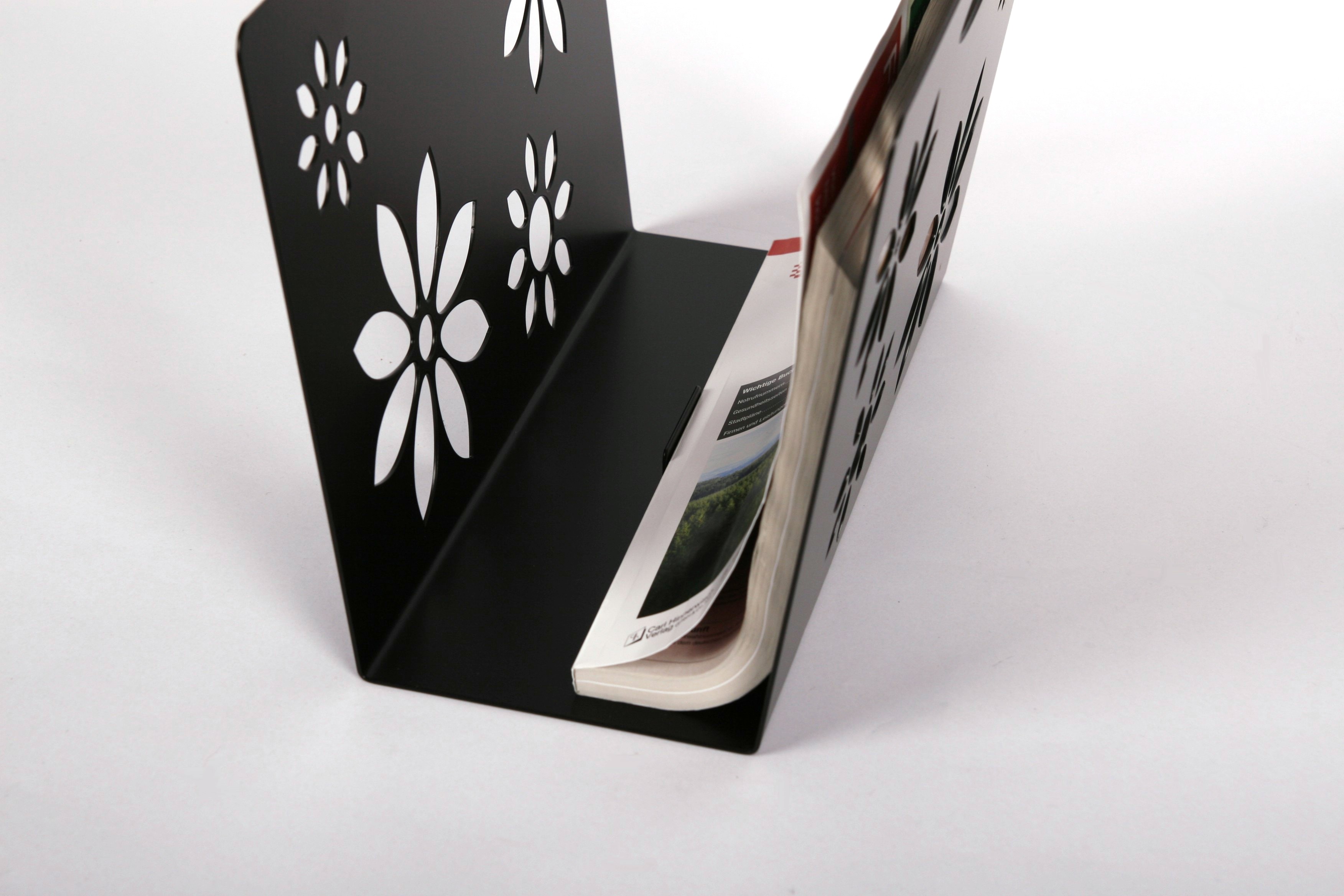 Zeitungsständer Flower 23x32x12cm schwarz SZAGATO Made in Germany  Zeitschriftenständer Metall Zeitschriftenhalter Zeitungshalter modern