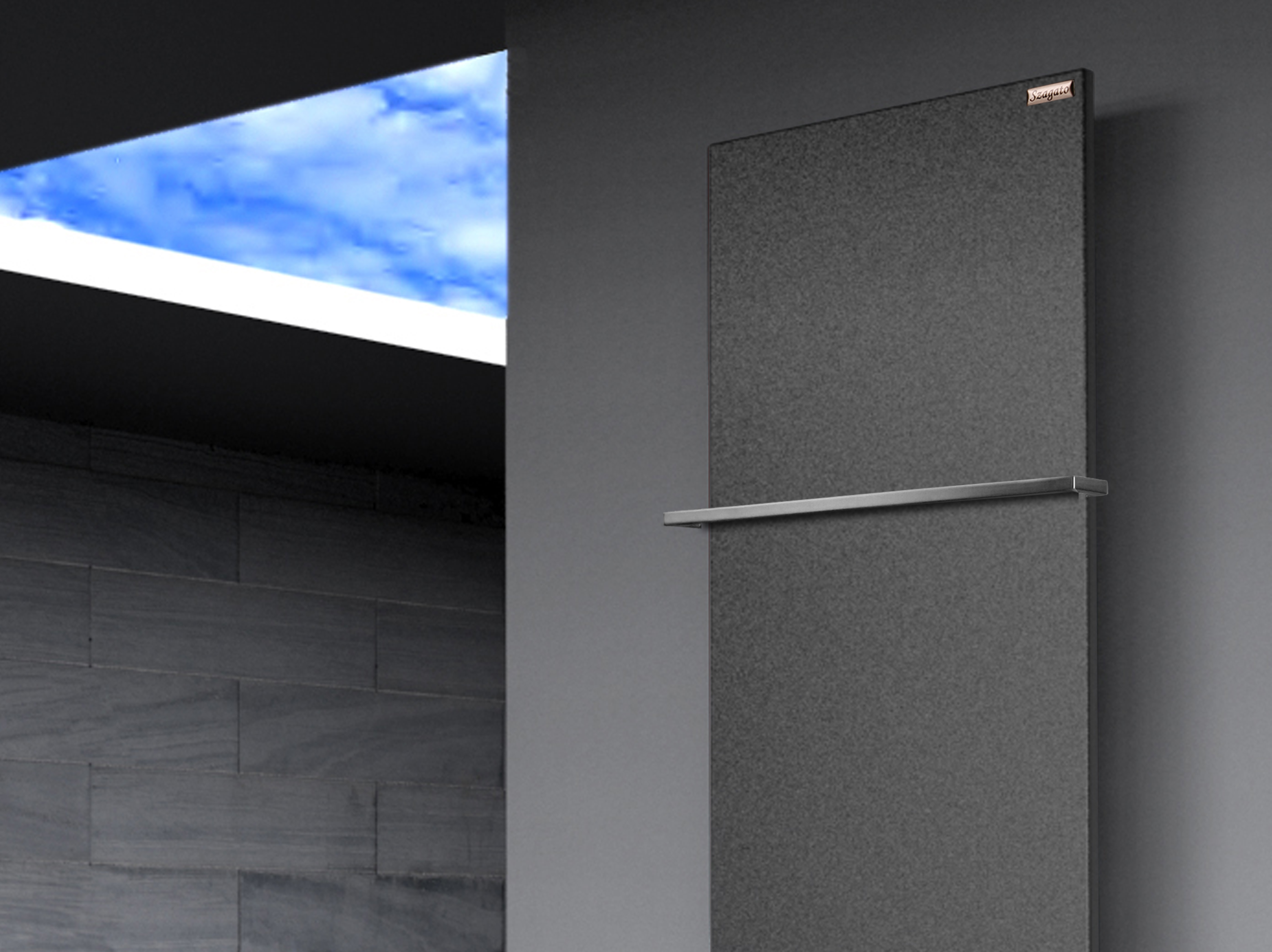 BADHEIZKÖRPER Design Mirror Steel 3 180x47cm 1118 Watt anthrazit - moonstone (+1 Halter 15mm) SZAGATO Designheizkörper Mittelanschluss Handtuchwärmer