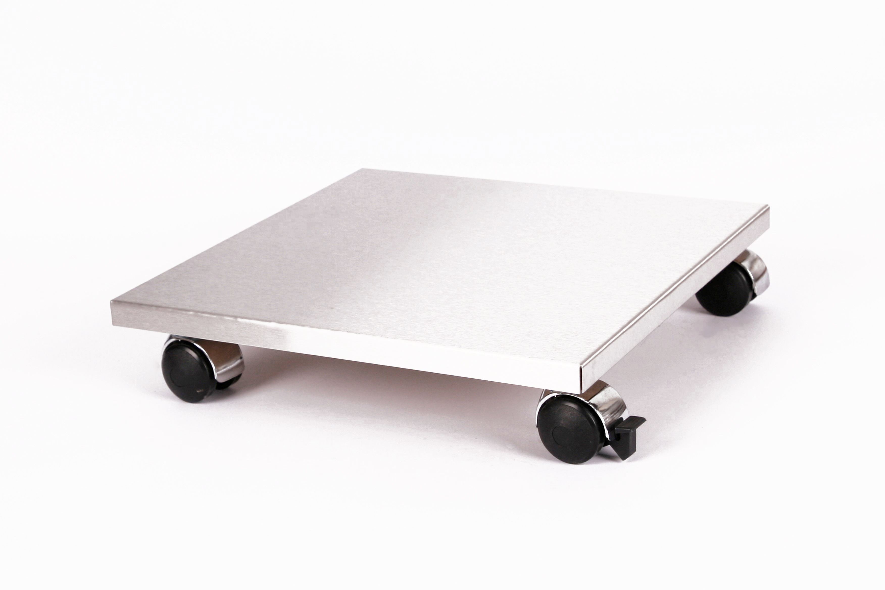 Rollbrett Pflanzenroller 40x40cm Edelstahl 120kg Chromrollen + Bremse SZAGATO Made in Germany Blumenuntersetzer Möbelroller Outdoor Blumenroller