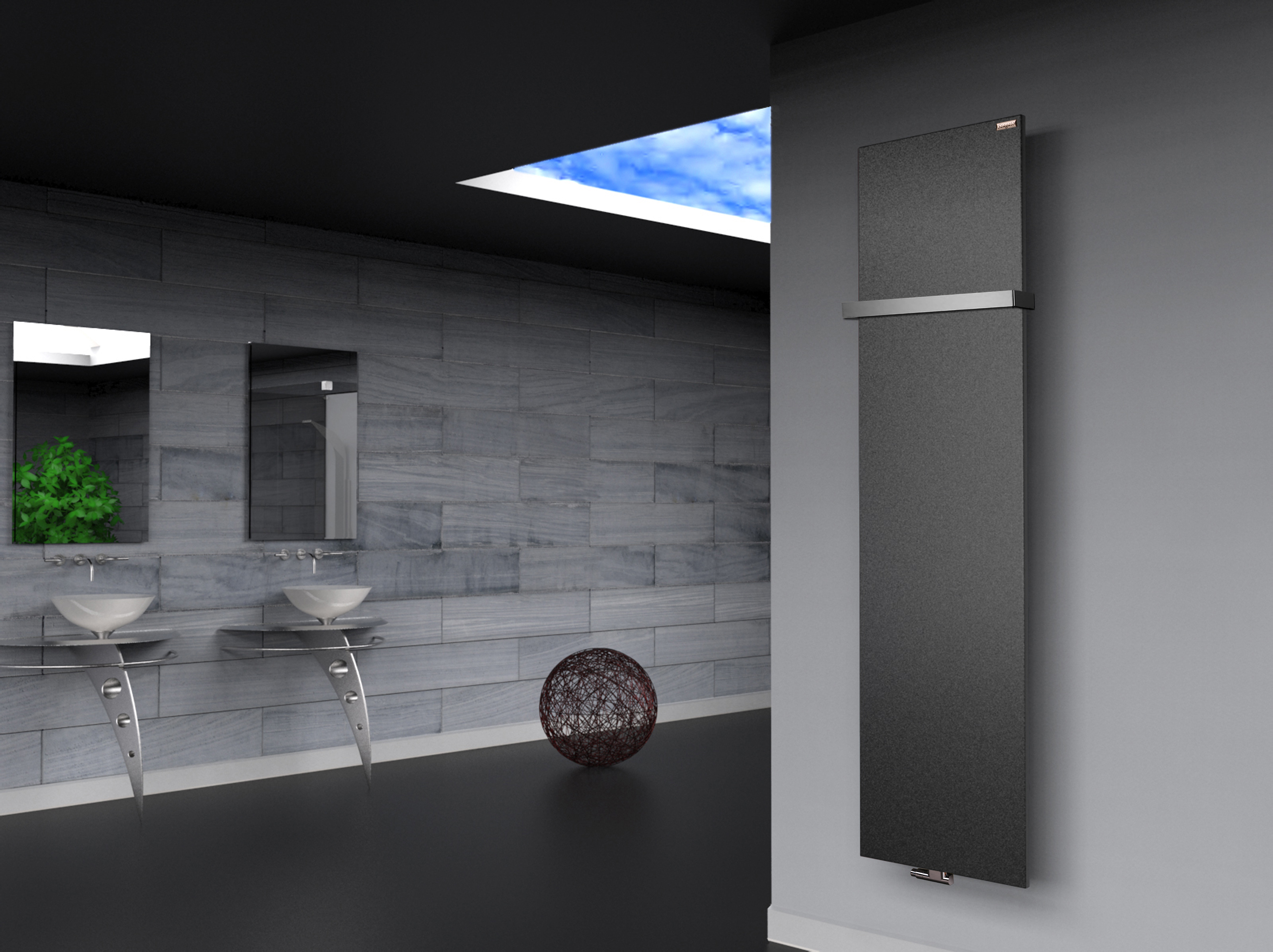 BADHEIZKÖRPER Design Mirror Steel 3 180x47cm 1118 Watt anthrazit - moonstone (+1 Halter 30mm) SZAGATO Designheizkörper Mittelanschluss Handtuchwärmer