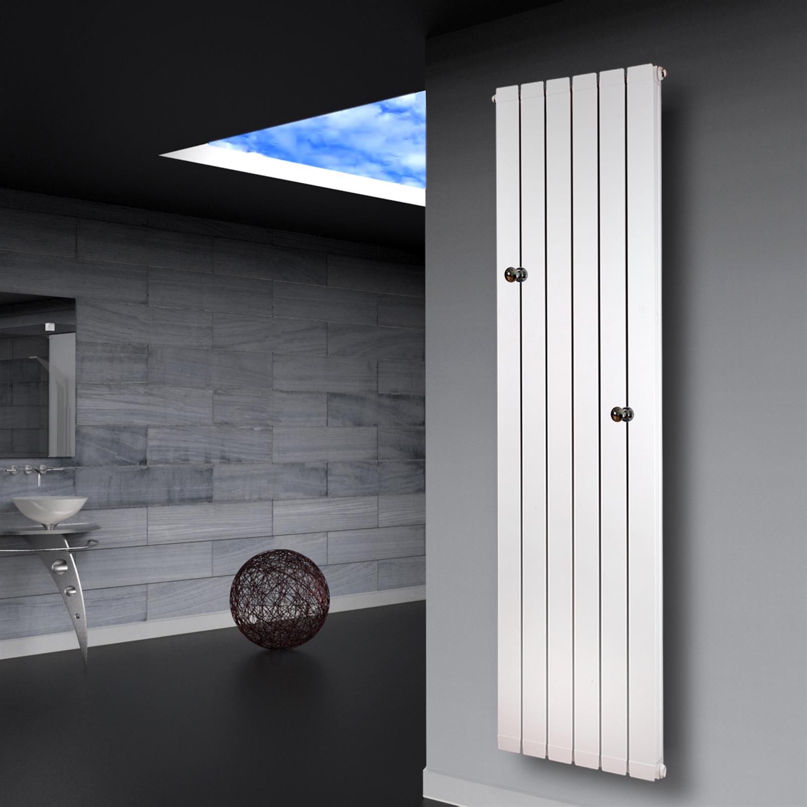 BADHEIZKÖRPER Design Aluminium 3 184 x 48 x 10cm 2020 Watt weiß + 2 Knopfhalter SZAGATO Designheizkörper Handtuchheizkörper mit Seitenanschluss