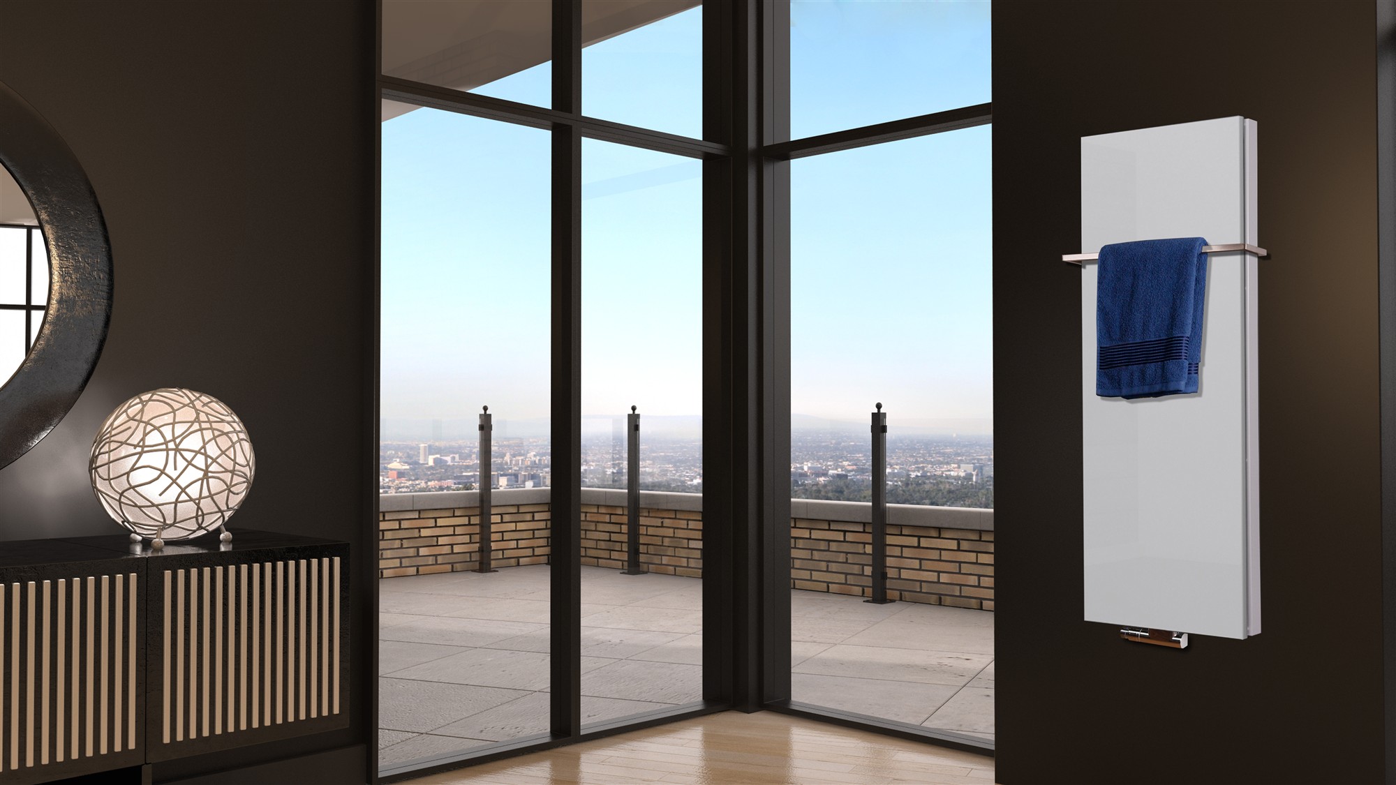 BADHEIZKÖRPER Design Mirror Steel 5 120x47cm 1458 Watt weiß +1 Halter 15mm SZAGATO Designheizkörper Handtuchheizkörper Mittelanschluss Handtuchwärmer