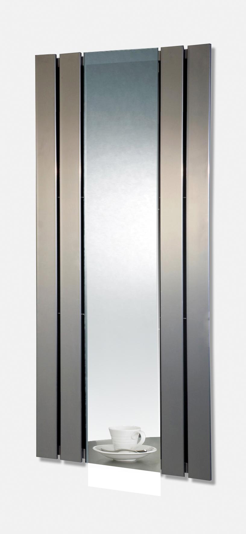 BADHEIZKÖRPER mit Spiegel Design Shanghai 2 120 x 55cm 581 Watt Edelstahloptik SZAGATO Hadntuchwärmer Handtuchheizkörper mit Mittelanschluss