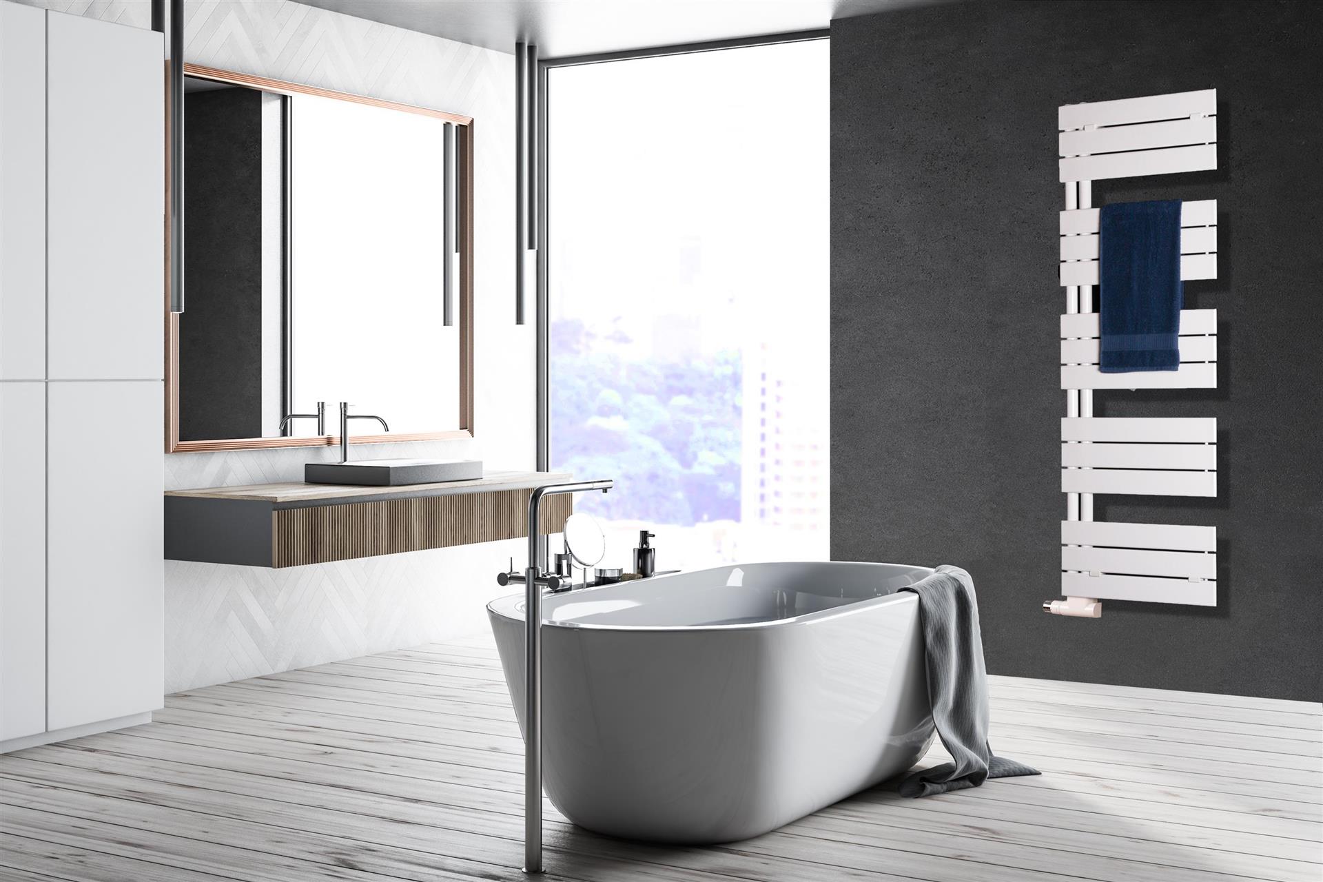 BADHEIZKÖRPER Design Chicago 2 145x50cm 640 Watt weiß SZAGATO Designheizkörper Handtuchheizkörper mit Mittelanschluss Handtuchwärmer