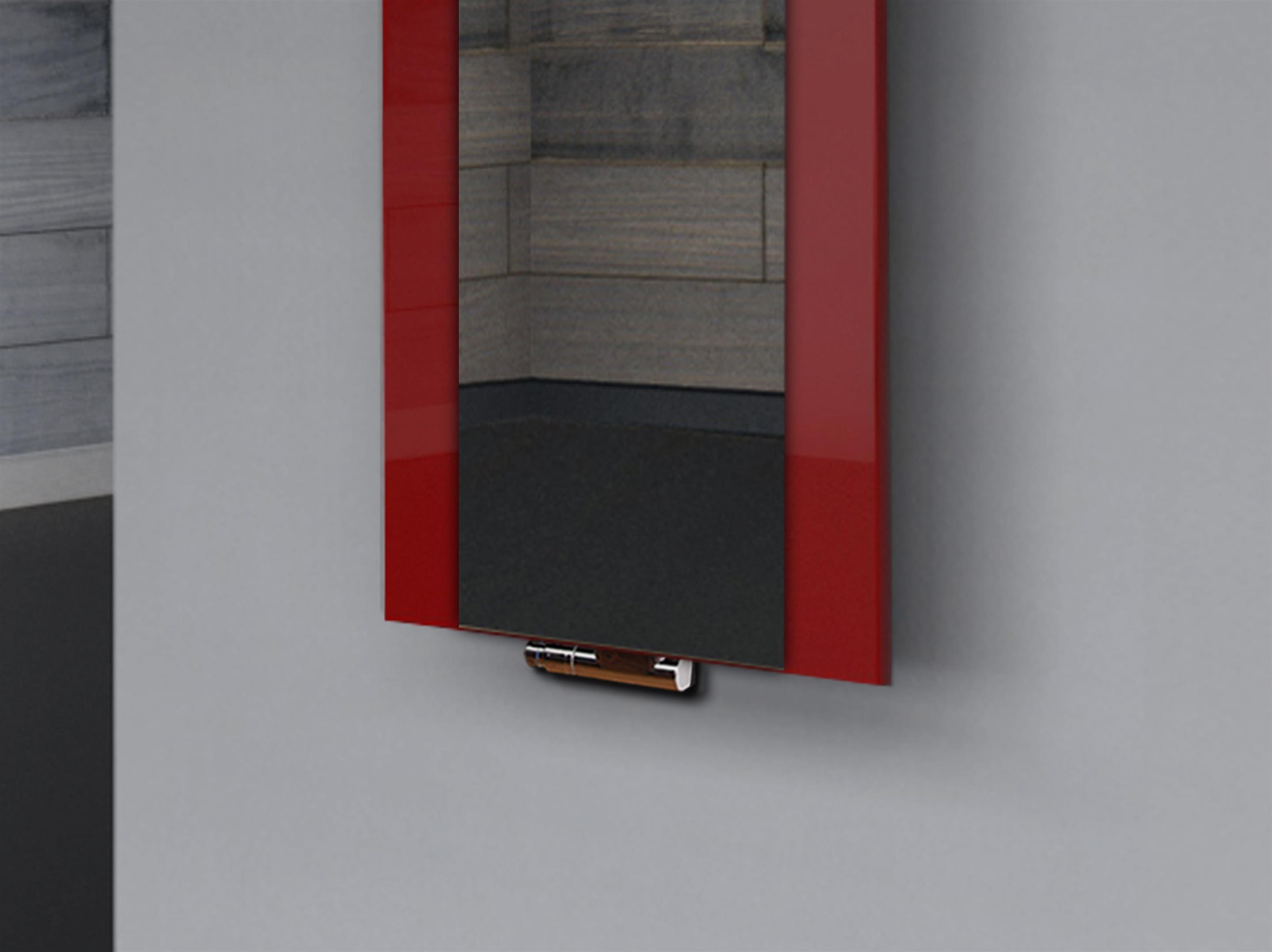 BADHEIZKÖRPER mit Spiegel Design Singapur 2 120x47cm 799 Watt rot  (+1 Halter 15mm) SZAGATO Designheizkörper mit Mittelanschluss Handtuchwärmer