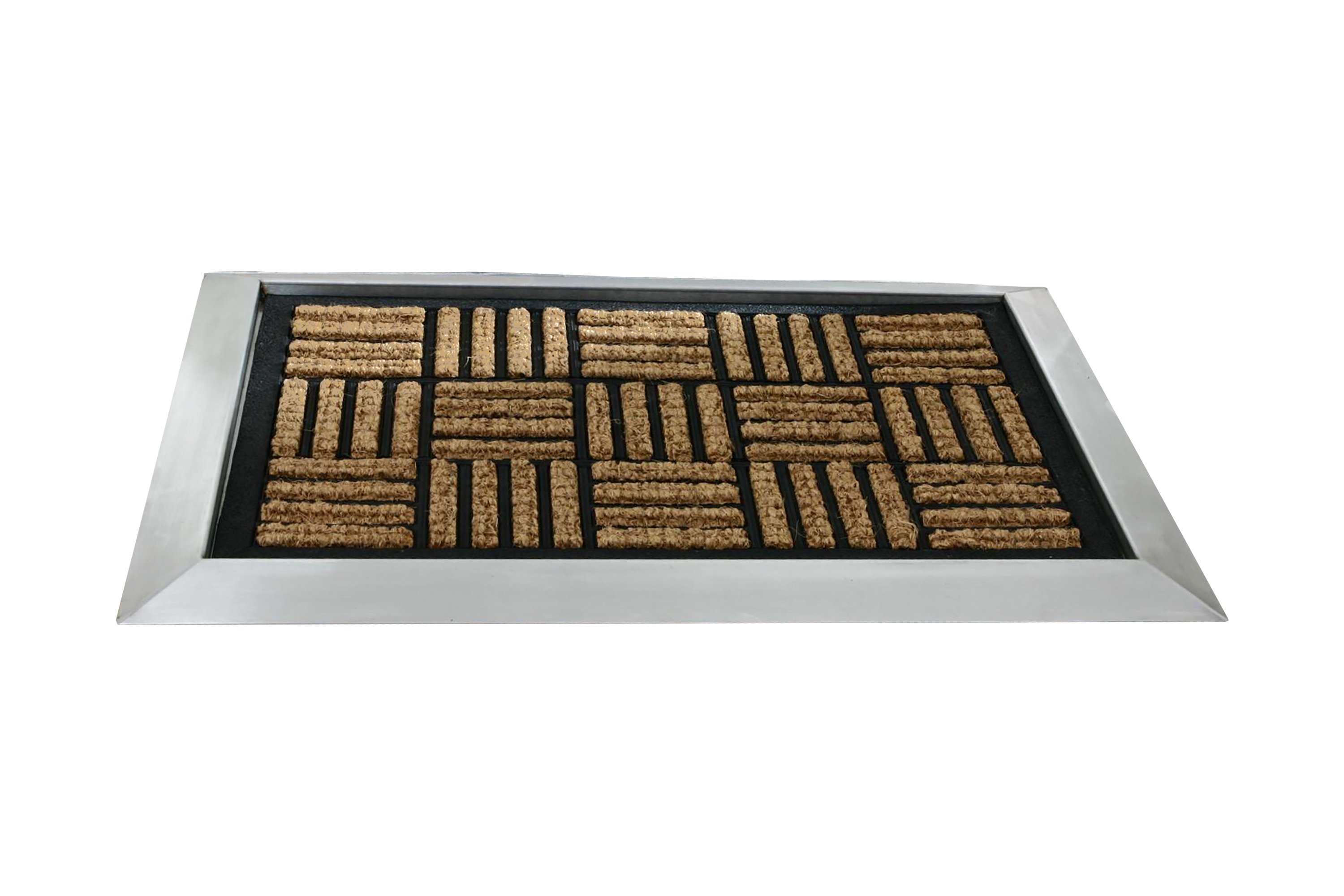 Fußmatte Kokos mit Edelstahlrahmen Design 12+36 (Alle Ausführungen) SZAGATO Fußmatte Schuhabstreifer Edelstahl außen