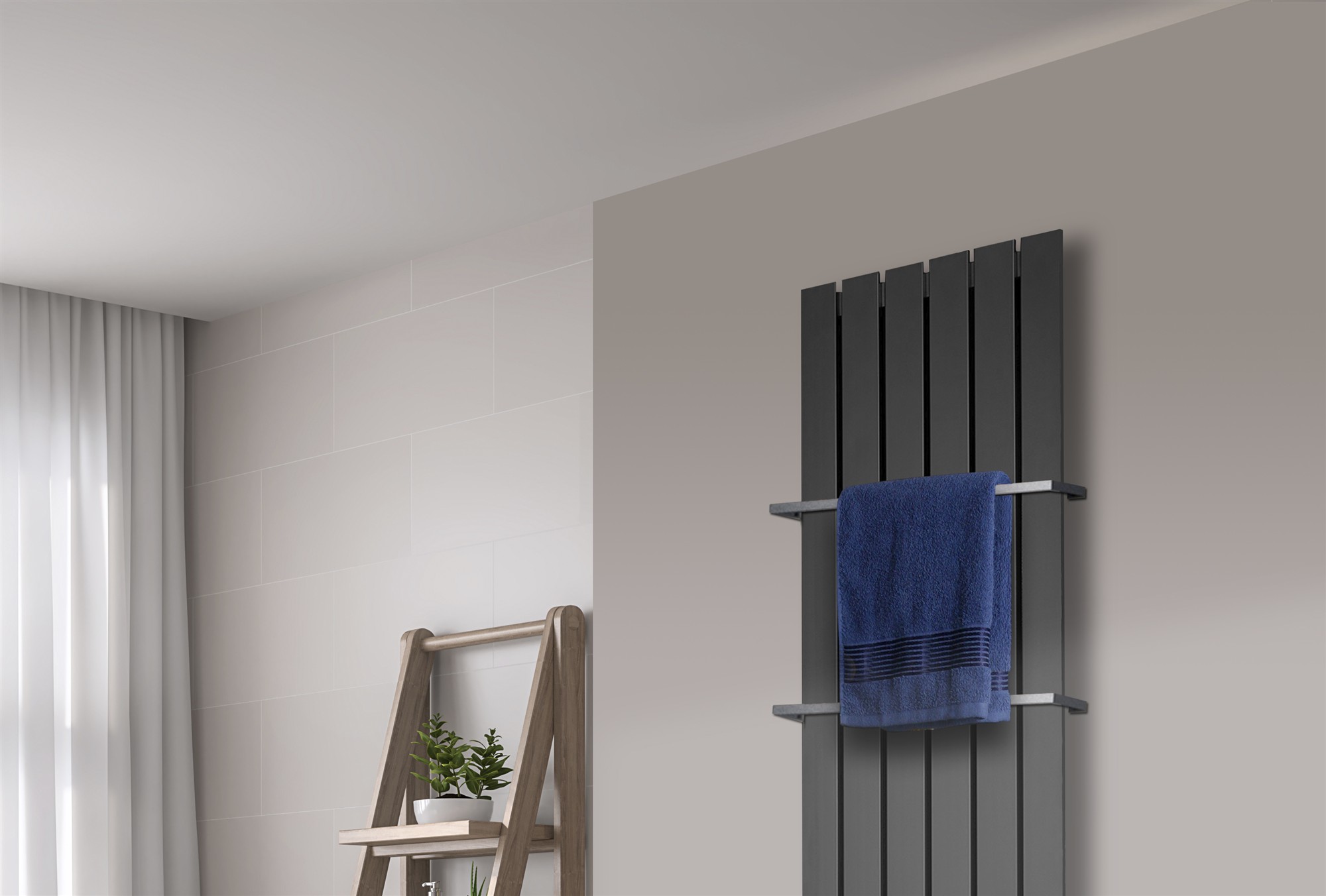BADHEIZKÖRPER Design Peking 3 180x47cm anthrazit - moonstone (+2 Halter 15mm) SZAGATO Handtuchheizkörper mit Mittelanschluss Handtuchwärmer