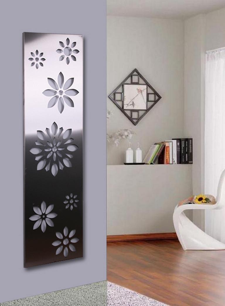 Garderobe Wandgarderobe Design Flower 140x40cm Edelstahl matt SZAGATO Garderobe Metall Wand Garderobenpaneel Garderobenleiste Flurgarderobe Flur