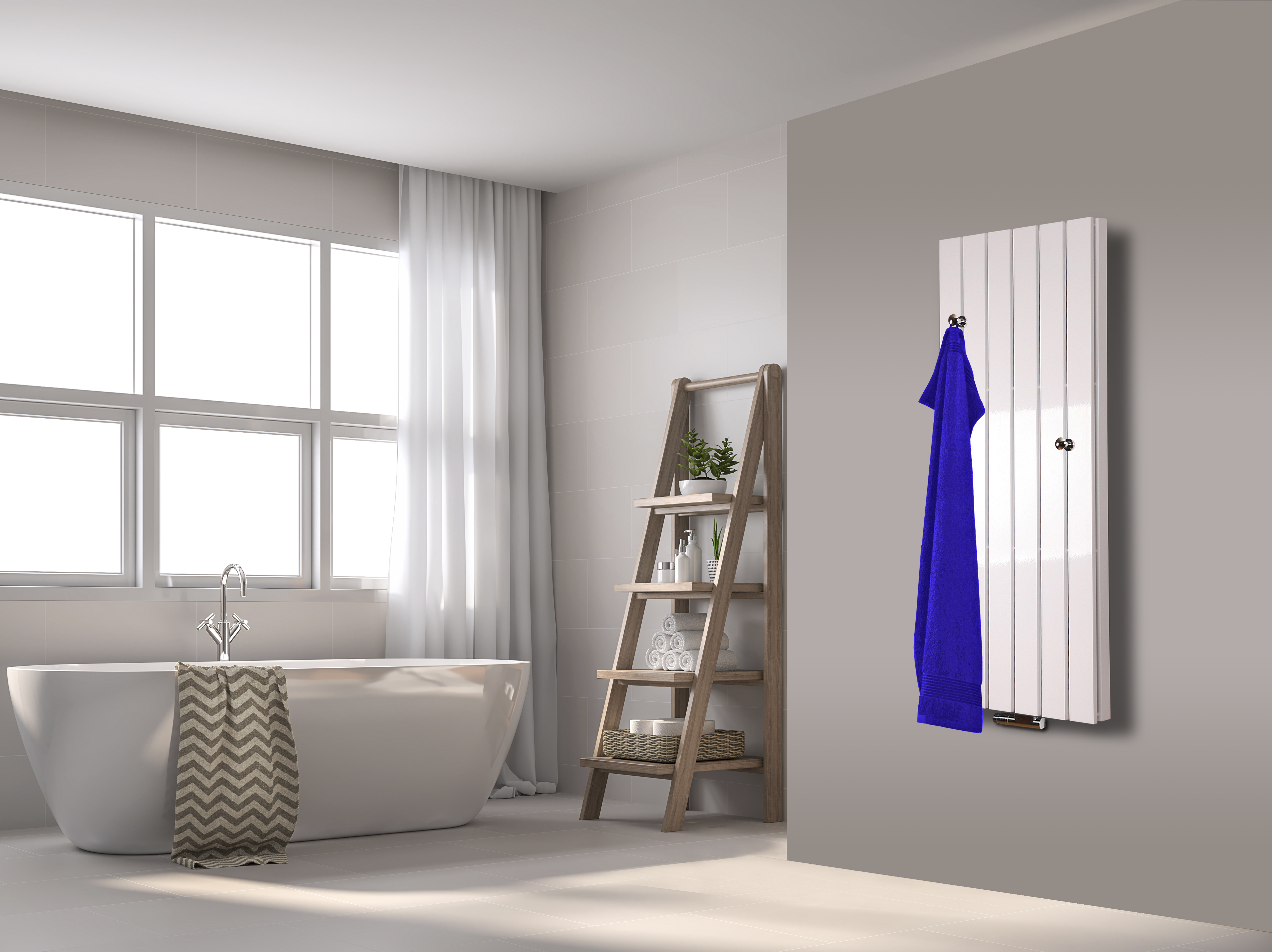 BADHEIZKÖRPER Design Peking 5 120x47cm 1458 Watt weiß (+2 Knopfhalter) SZAGATO Designheizkörper Handtuchheizkörper mit Mittelanschluss Handtuchwärmer