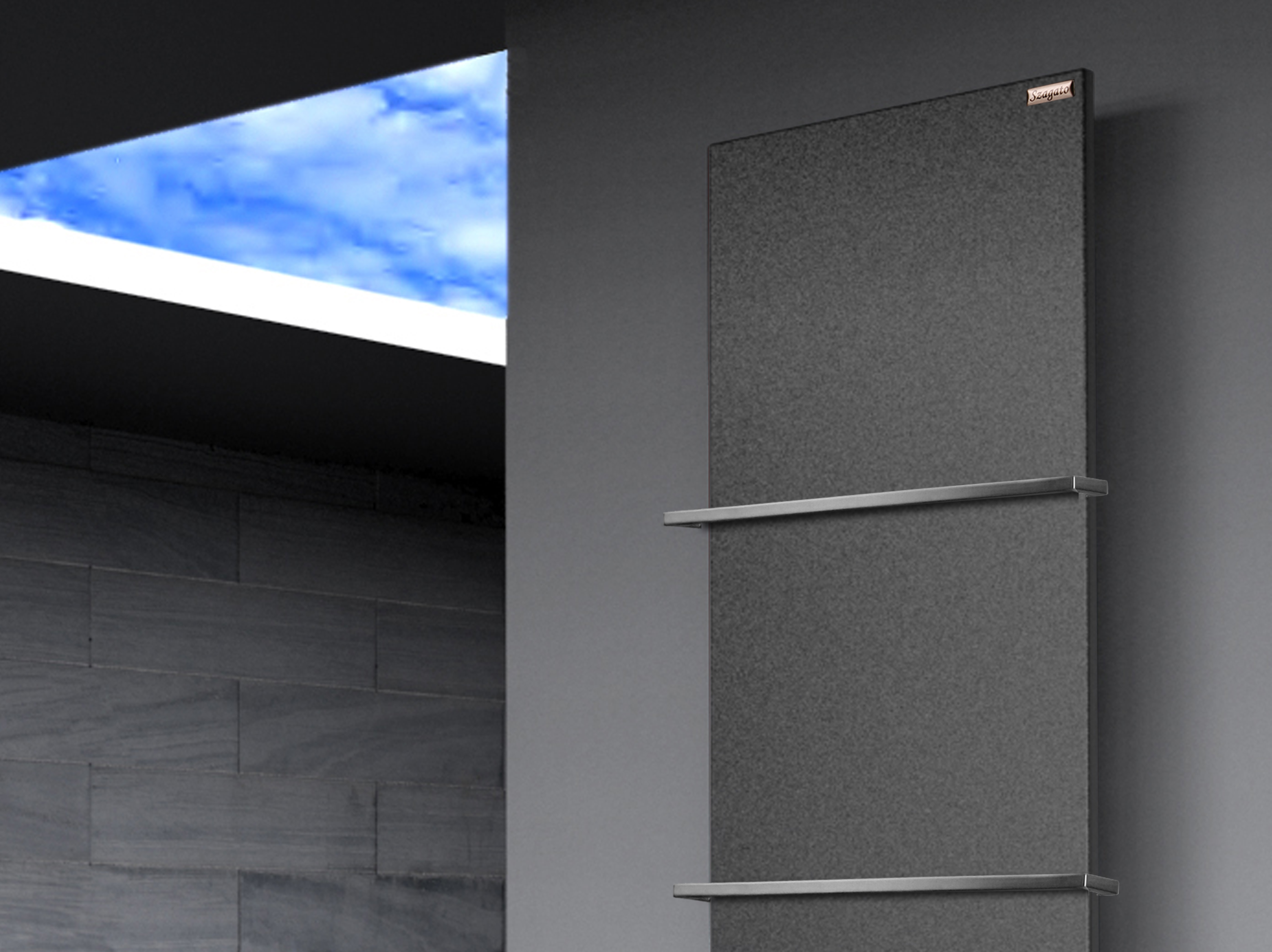 BADHEIZKÖRPER Design Mirror Steel 3 180x47cm 1118 Watt anthrazit - moonstone (+2 Halter 15mm) SZAGATO Designheizkörper Mittelanschluss Handtuchwärmer