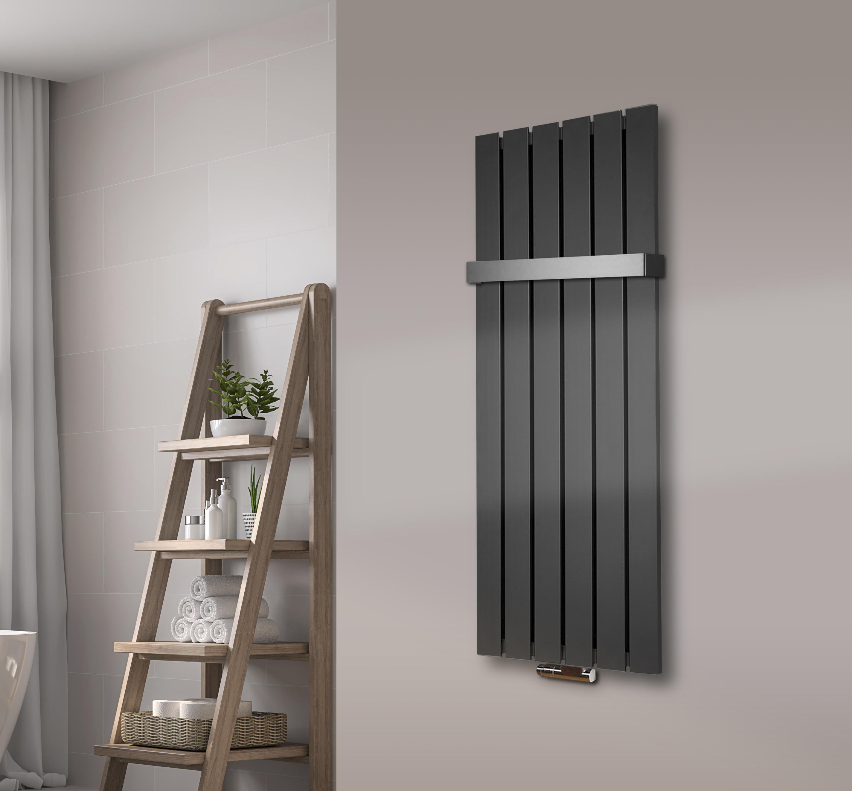 BADHEIZKÖRPER Design Peking 2 120x47cm 799 Watt anthrazit - moonstone (+1 Halter 50mm) SZAGATO Handtuchheizkörper mit Mittelanschluss Handtuchwärmer