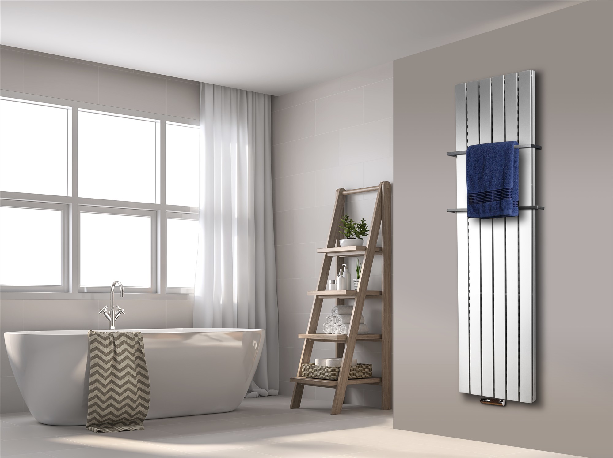 BADHEIZKÖRPER Design Peking 6 180x47cm 1964 Watt weiß (+2 Halter 15mm) SZAGATO Designheizkörper Handtuchheizkörper mit Mittelanschluss Handtuchwärmer