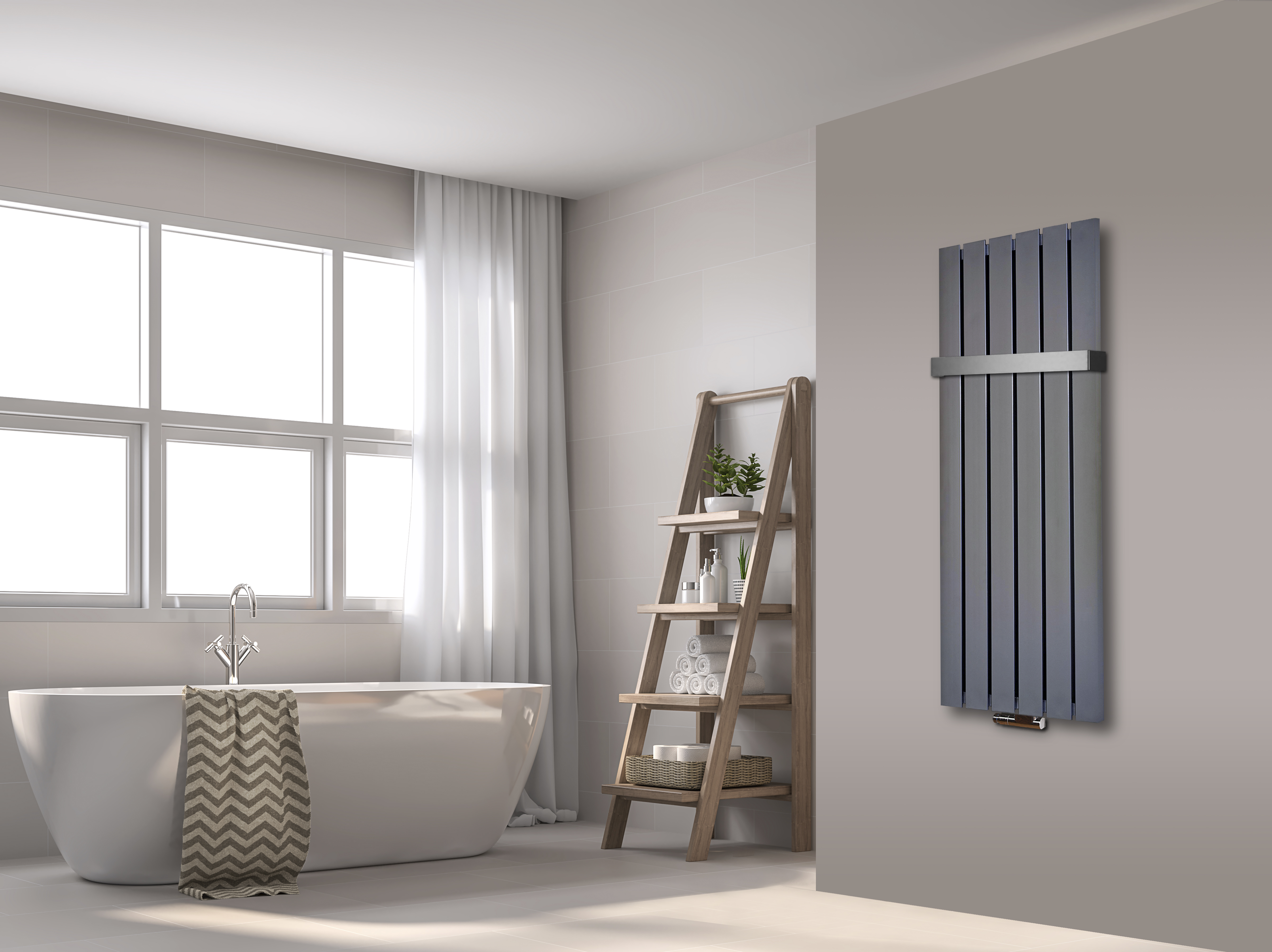 BADHEIZKÖRPER Design Peking 2 120x47cm 799 Watt Edelstahloptik + (+1 Halter 50mm) SZAGATO Handtuchheizkörper mit Mittelanschluss Handtuchwärmer