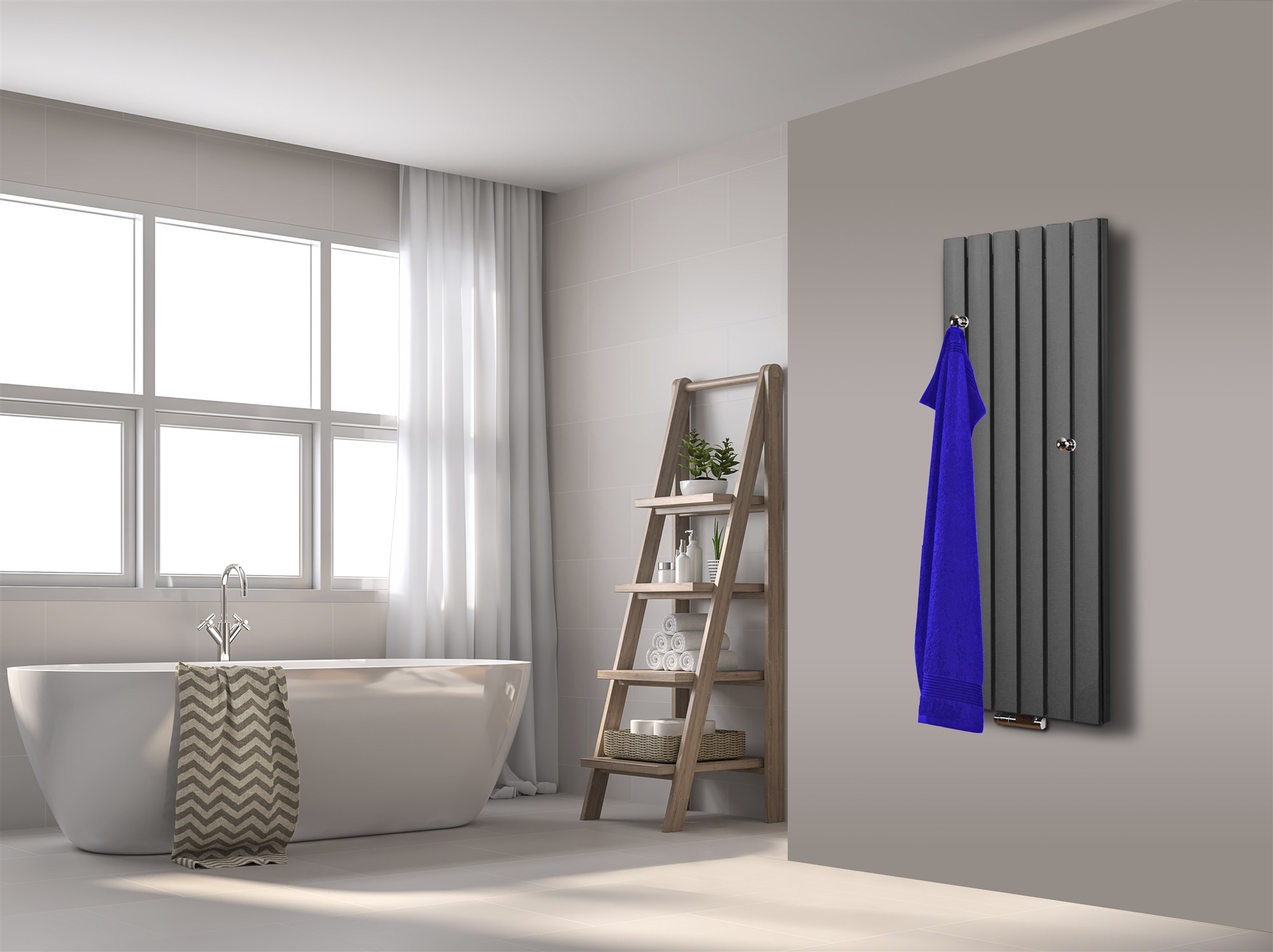BADHEIZKÖRPER Design Peking 5 120x47cm 1458 Watt moonstone (+2 Knopfhalter) SZAGATO Designheizkörper Handtuchheizkörper mit Mittelanschluss Handtuchwärmer