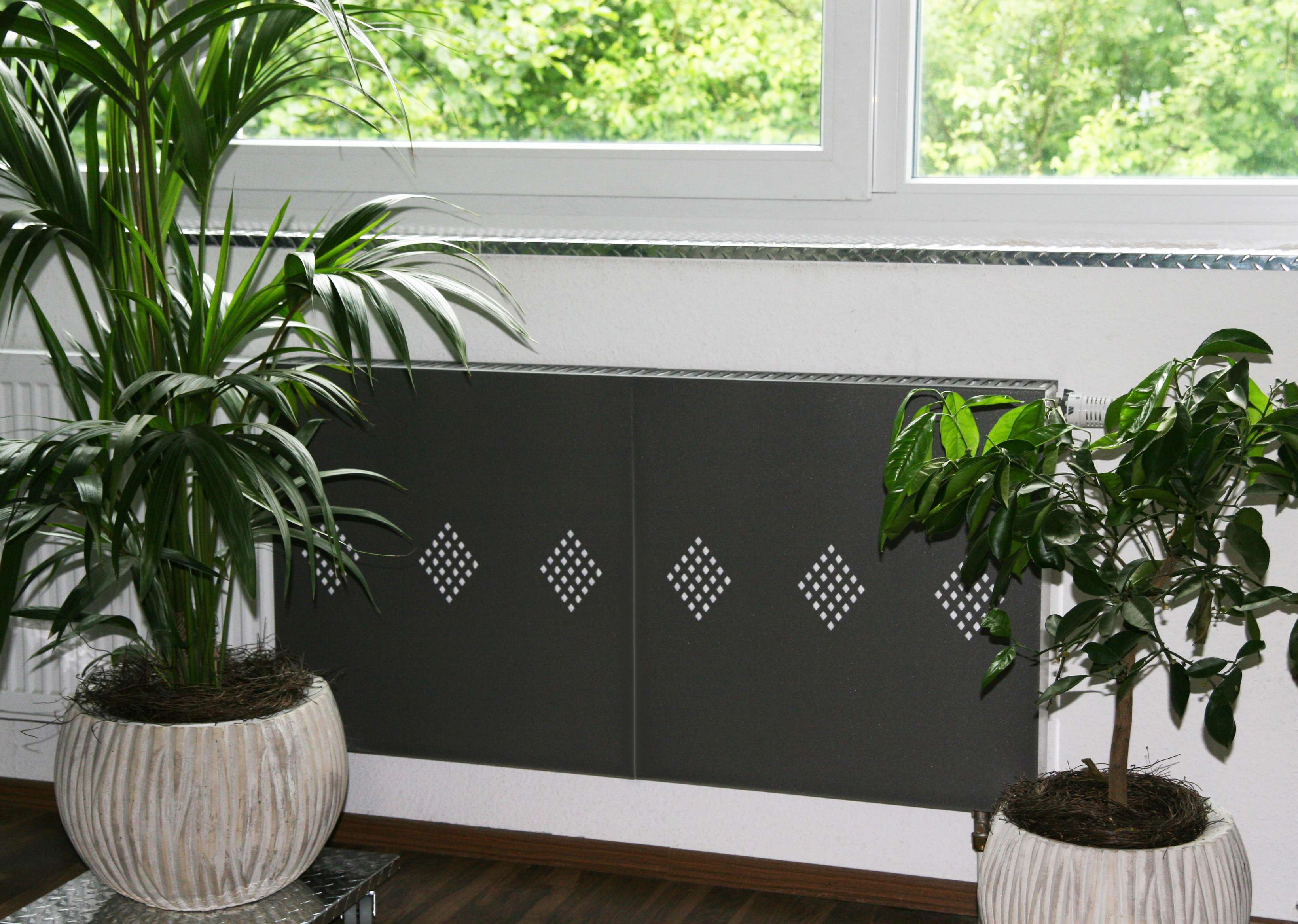 Heizkörperverkleidung 60 x 60cm Design Raute antharzit (SET= 2 Stück) SZAGATO Heizungsverkleidung Verkleidung Heizkörper Abdeckung für Heizkörper