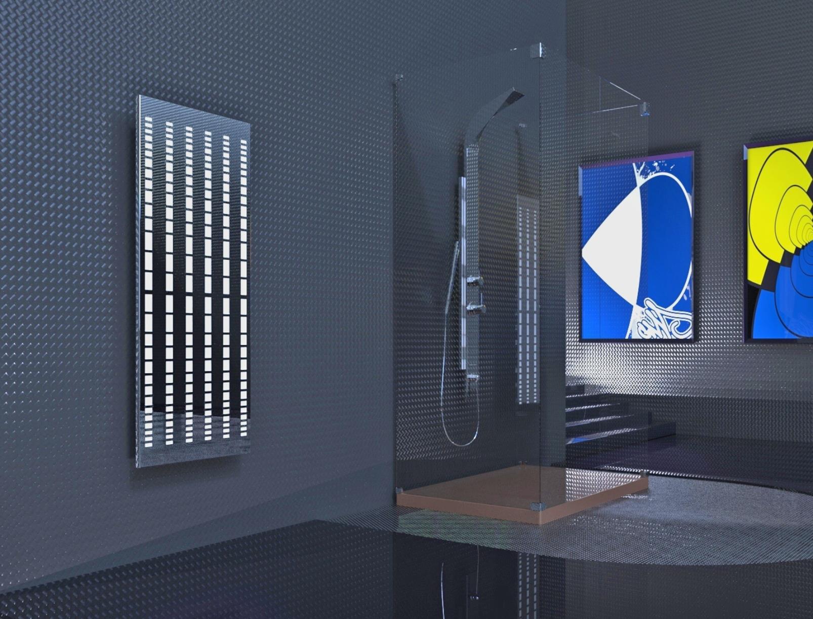 BADHEIZKÖRPER Design broken Mirror 2 120x47cm 799 Watt Edelstahl poliert SZAGATO Designheizkörper Handtuchheizkörper Mittelanschluss Handtuchwärmer