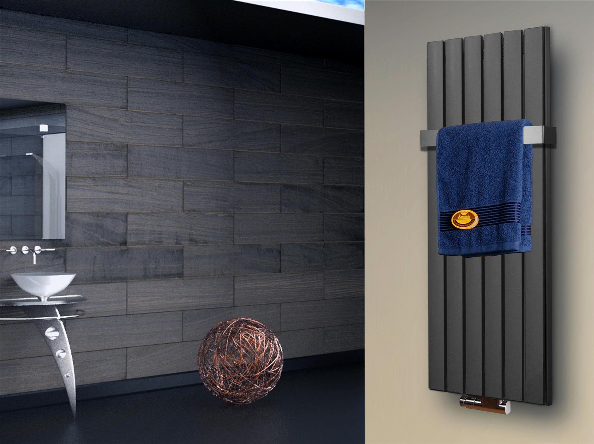 BADHEIZKÖRPER Design Peking 5 120x47cm 1458 Watt moonstone (+1 Halter 50mm) SZAGATO Handtuchheizkörper mit Mittelanschluss Handtuchwärmer