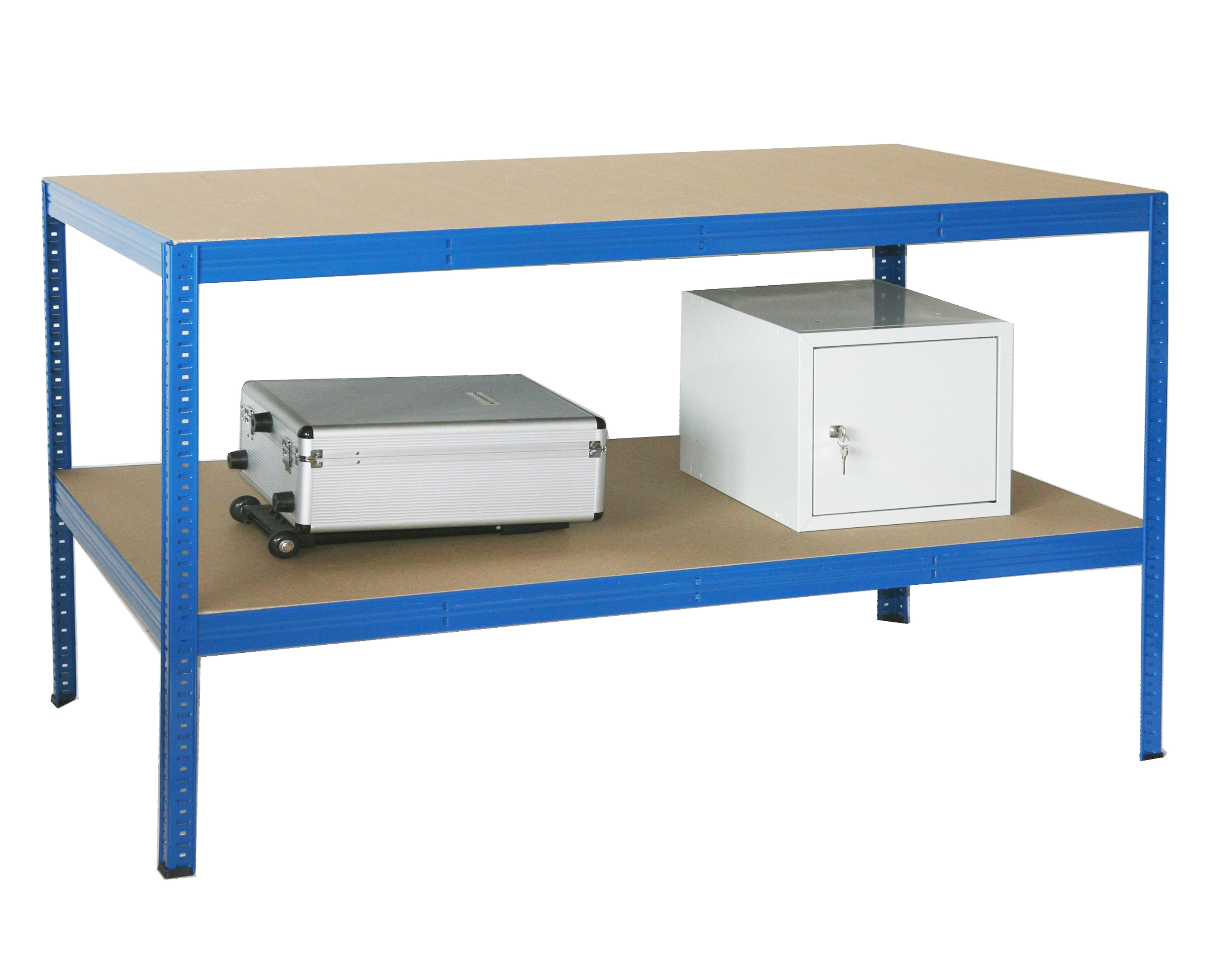 Werkbank Verpackungstisch 350 kg Profi 2 Böden blau SZAGATO Werkbank als Regal Werkbänk Metallregal Fachbodenregal Regalsystem #1