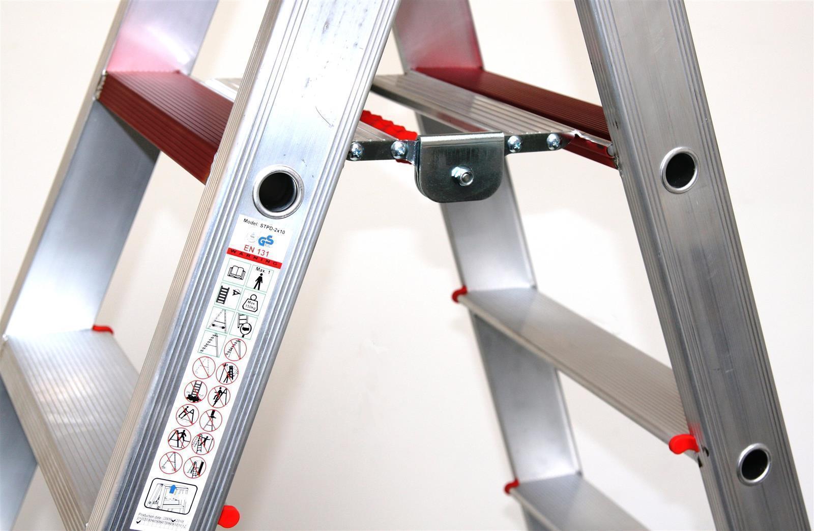 Stehleiter 2x10 Stufen Profi Länge 275cm 275x75x23cm Alu SZAGATO Stufenleiter Standleiter Haushaltsleiter Bockleiter Doppelstufenleiter Malerleiter