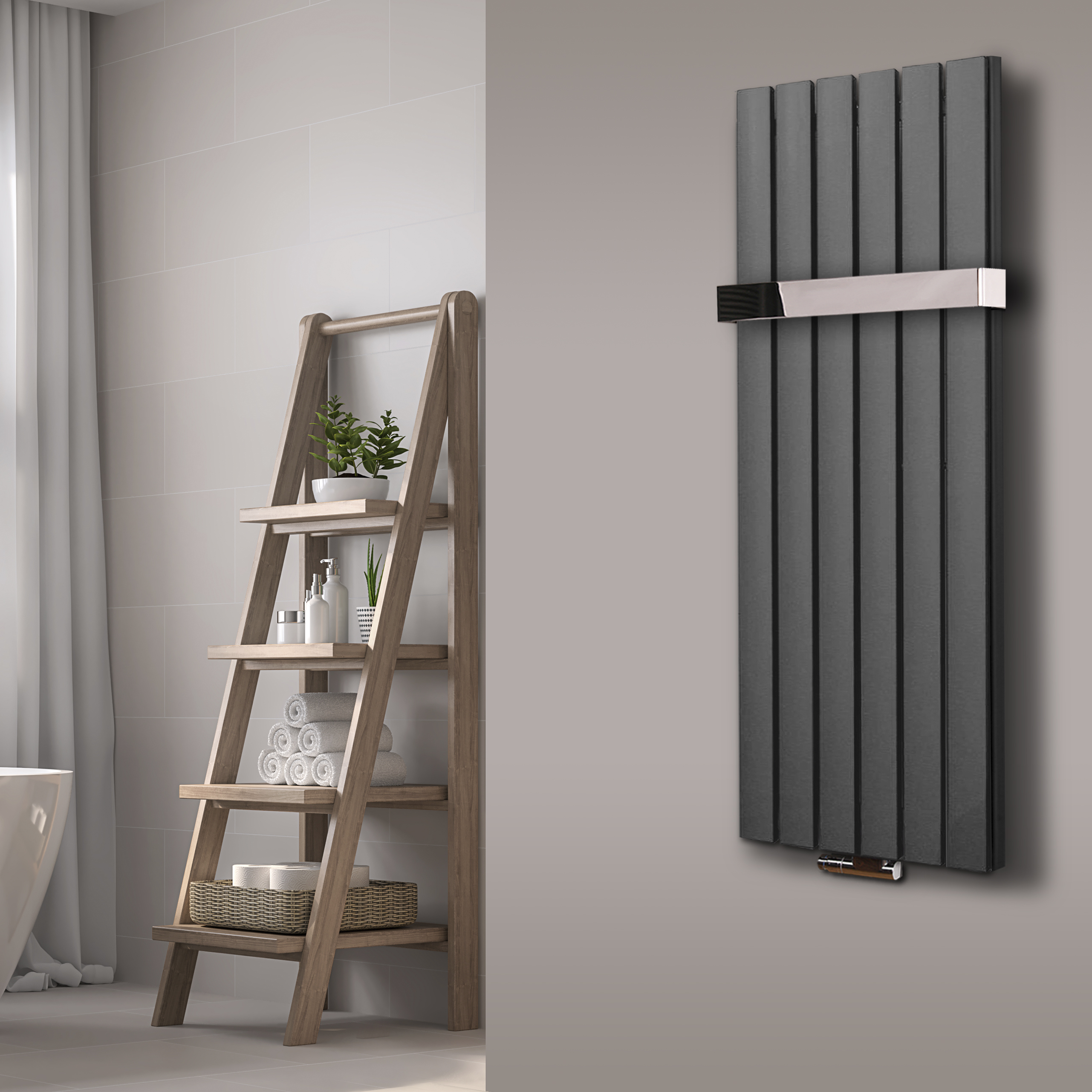 BADHEIZKÖRPER Design Peking 5 120x47cm 1458 Watt moonstone (+1 Halter 50mm glänzend) SZAGATO Designheizkörper Handtuchheizkörper mit Mittelanschluss Handtuchwärmer