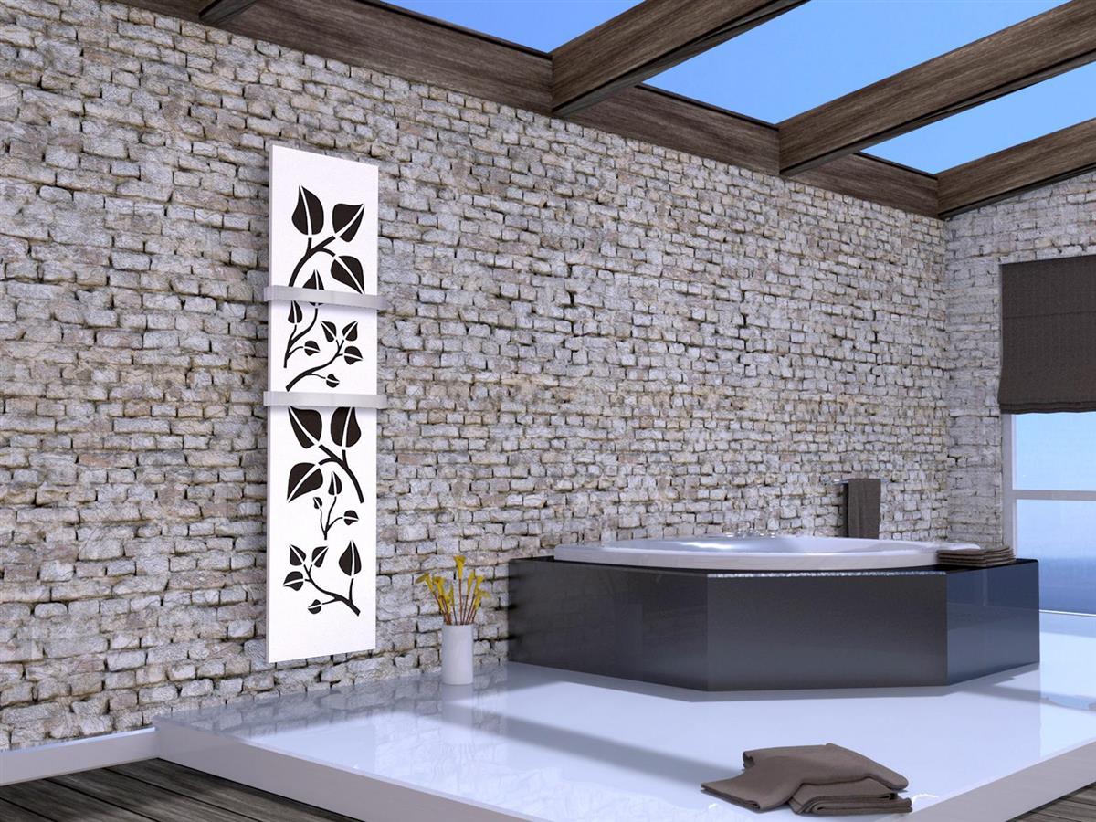 BADHEIZKÖRPER Design Leaves 3 180x47cm 1118 Watt weiß (+2 Halter 50mm) SZAGATO Designheizkörper Handtuchheizkörper mit Mittelanschluss Handtuchwärmer