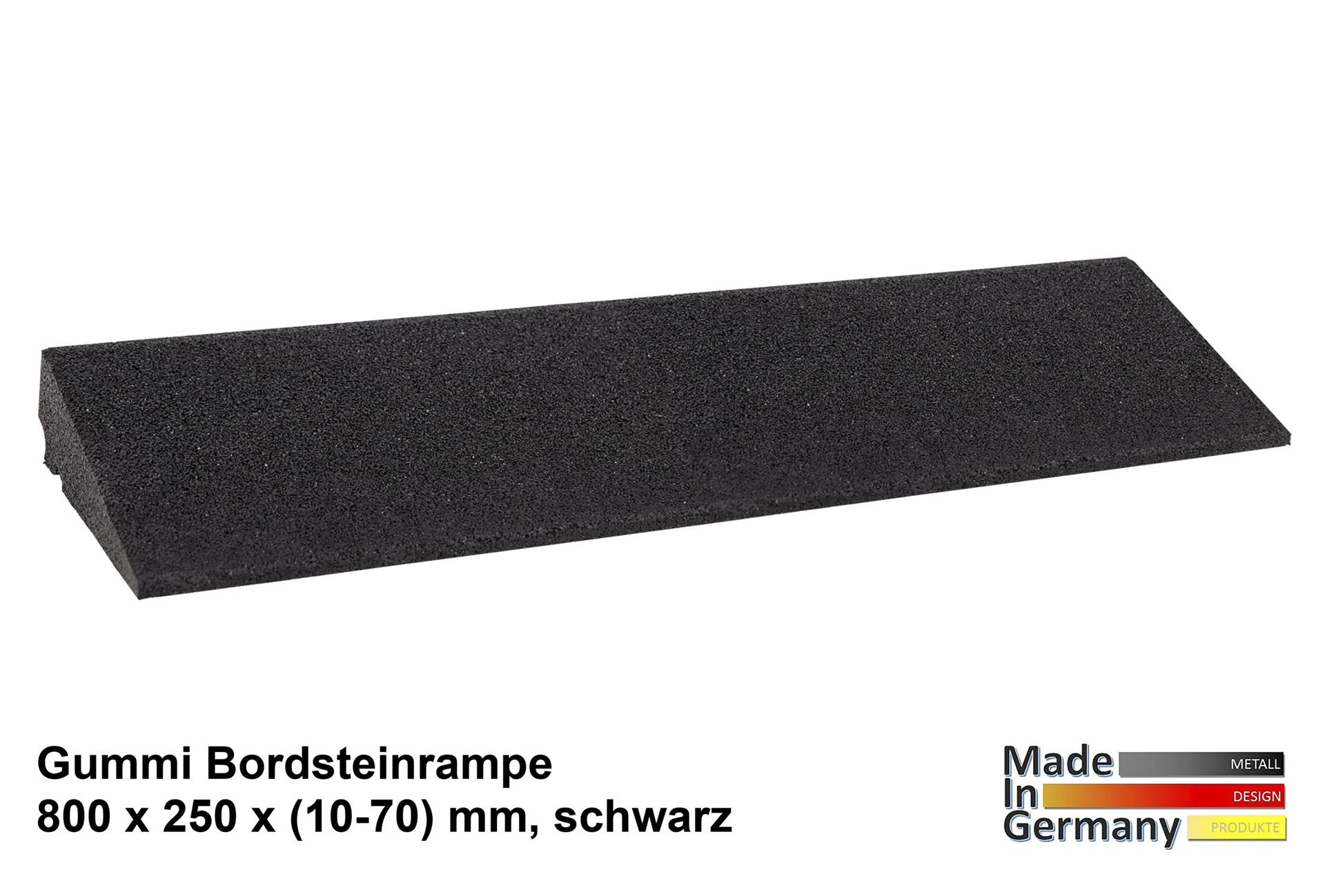 Bordsteinrampe Gummi 70mm LxBxH 80x25x7cm schwarz SZAGATO Schwellenrampe Auffahrhilfe Bordsteinkeile Auffahrrampe Bordsteinkanten Rampe Gummikeil
