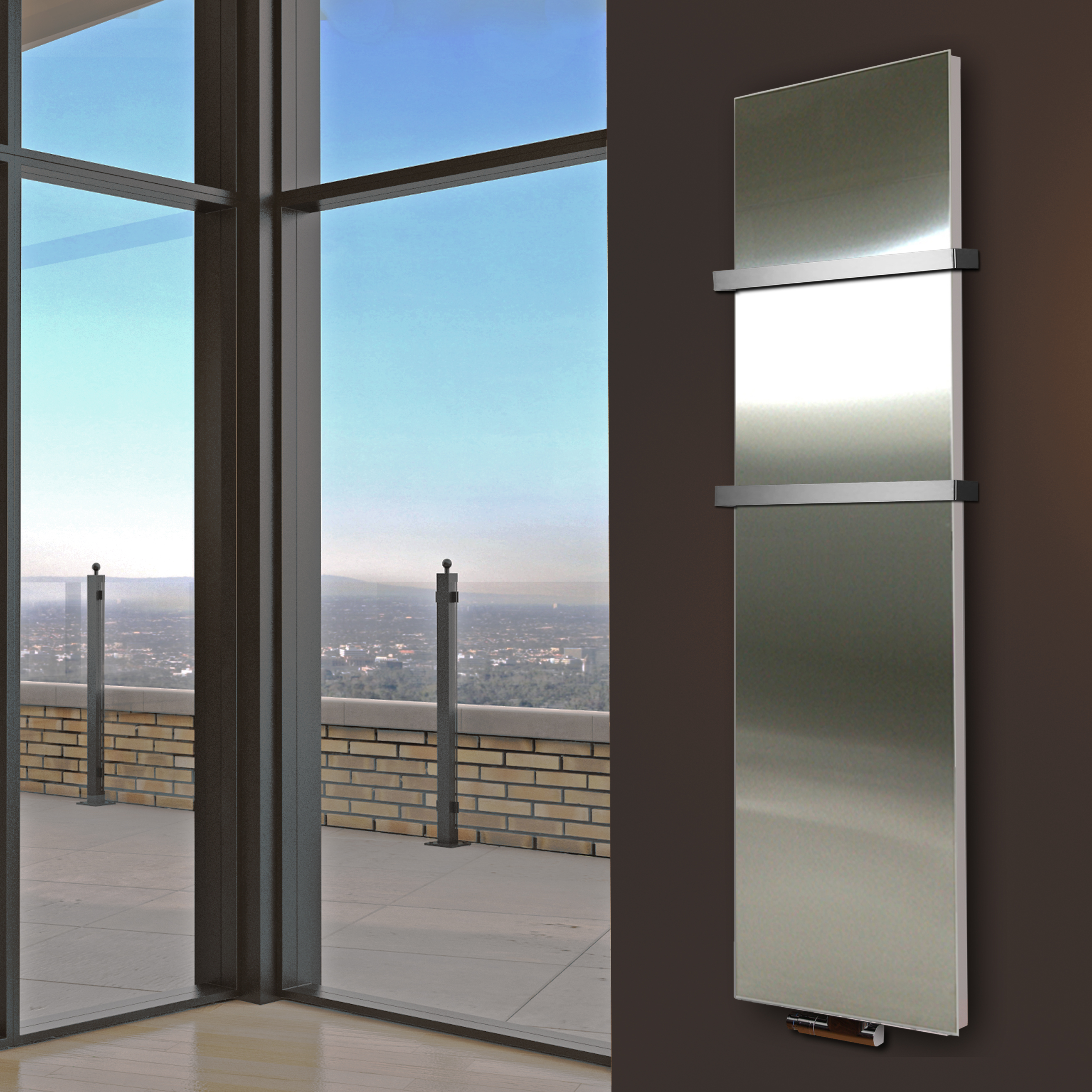 BADHEIZKÖRPER Design Mirror 3 180x47cm 1118 Watt Edelstahl matt (+2 Halter 30mm) SZAGATO Designheizkörper Handtuchheizkörper mit Mittelanschluss