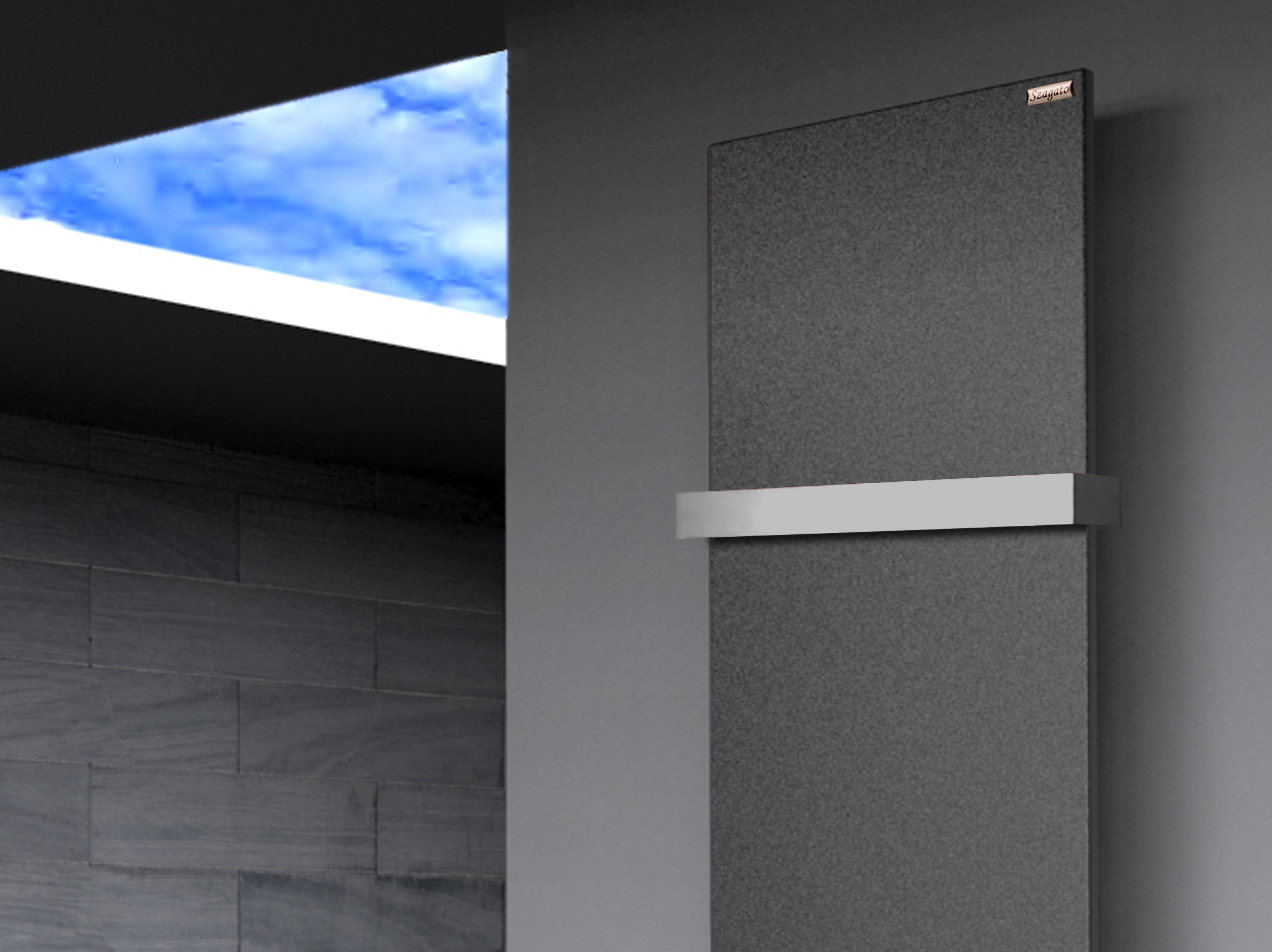 BADHEIZKÖRPER Design Mirror Steel 3 180x47cm 1118 Watt anthrazit - moonstone (+1 Halter 50mm) SZAGATO Designheizkörper Mittelanschluss Handtuchwärmer