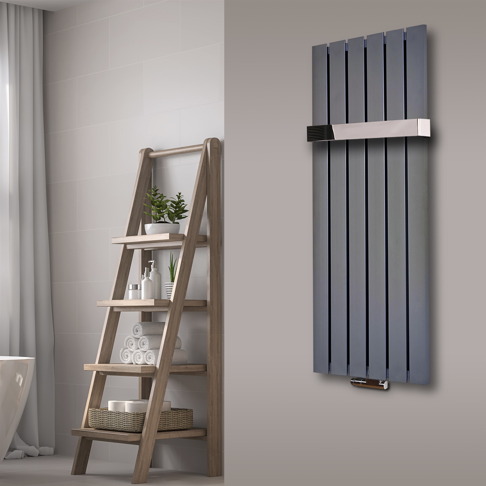 BADHEIZKÖRPER Design Peking 2 120x47cm 799 Watt Edelstahloptik +1 Halter 50mm glänzend SZAGATO Handtuchheizkörper mit Mittelanschluss Handtuchwärmer