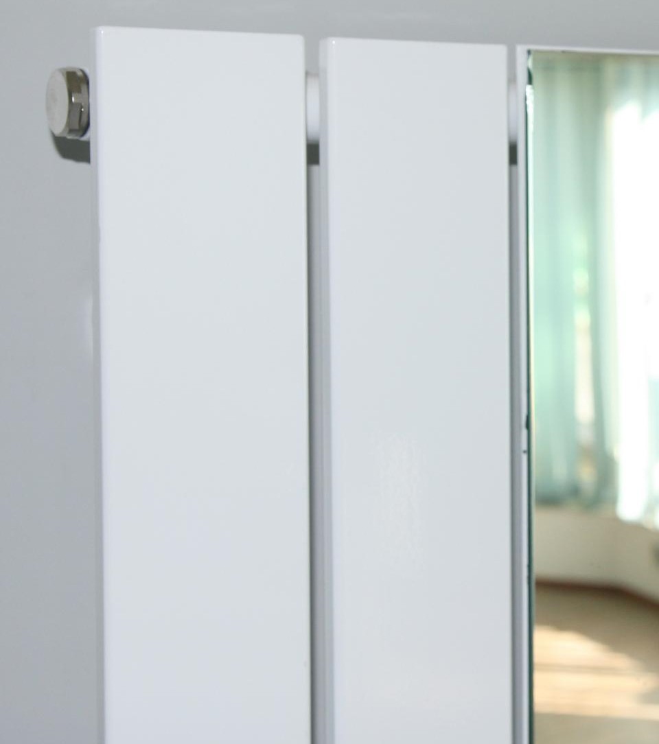 BADHEIZKÖRPER mit Spiegel Design Shanghai 3 180 x 55cm 819 Watt weiß SZAGATO Designheizkörper Handtuchheizkörper mit Mittelanschluss Handtuchwärmer