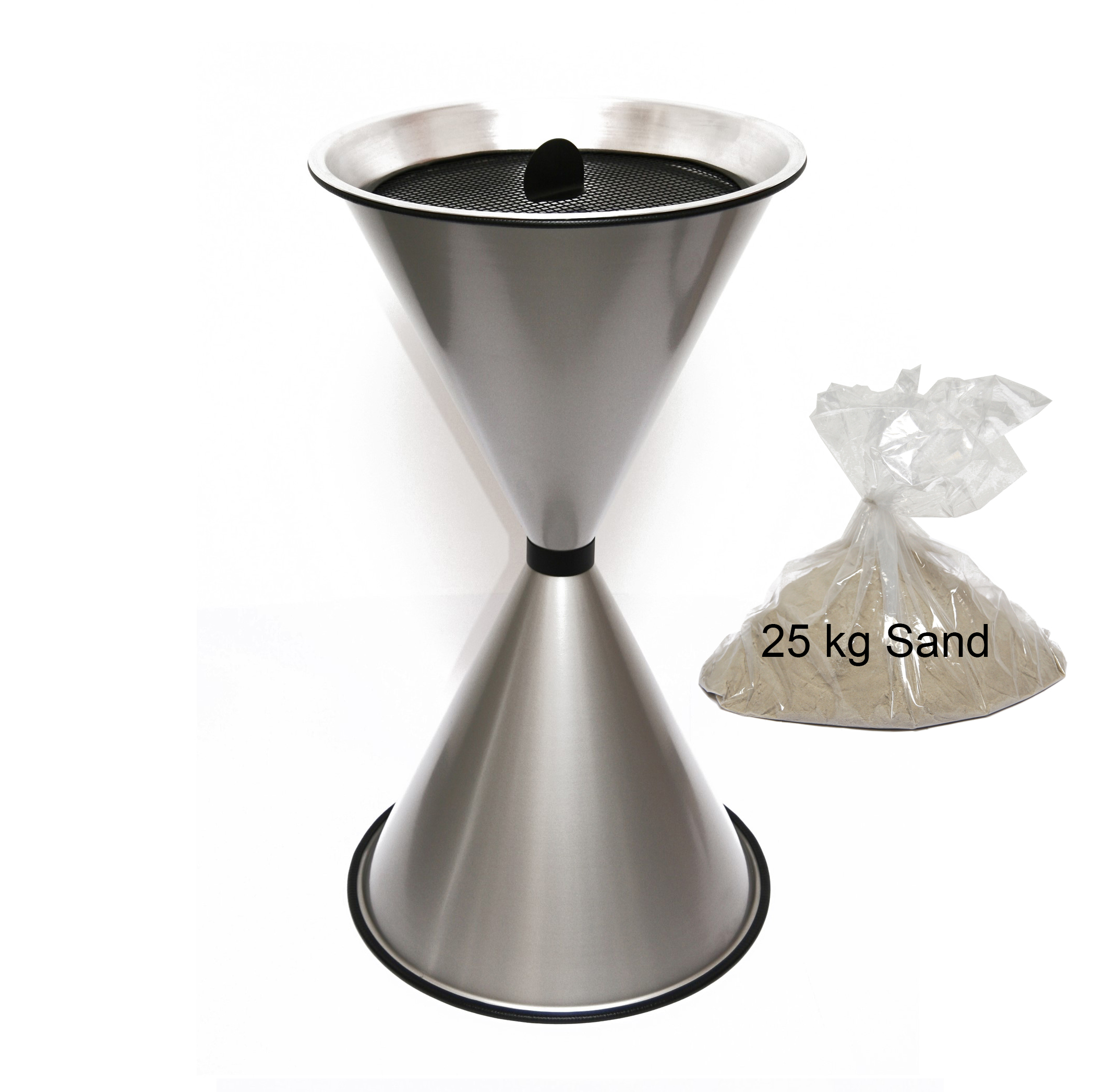Stand Aschenbecher Diabolo 71x40cm silber inkl. 25kg Quarzsand SZAGATO Aschenbecher groß Stand-Aschenbecher außen Aschenbecher stehend draußen