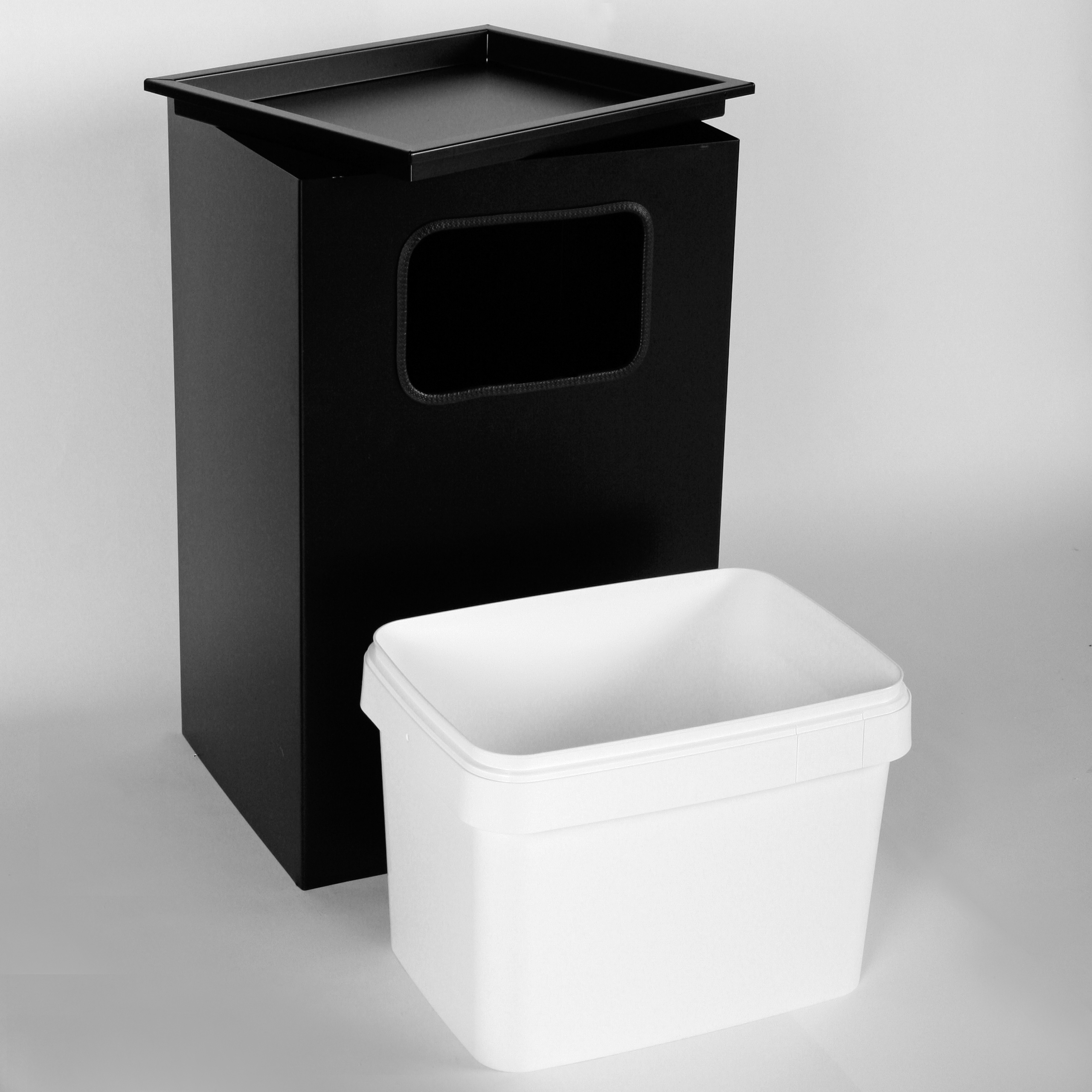 Aschenbecher mit Mülleimer Classic 62x40x33cm 28 ltr Schwarz inkl Inneneimer SZAGATO Standascher Abfalleimer Mülleimer mit Aschenbecher Abfallsammler