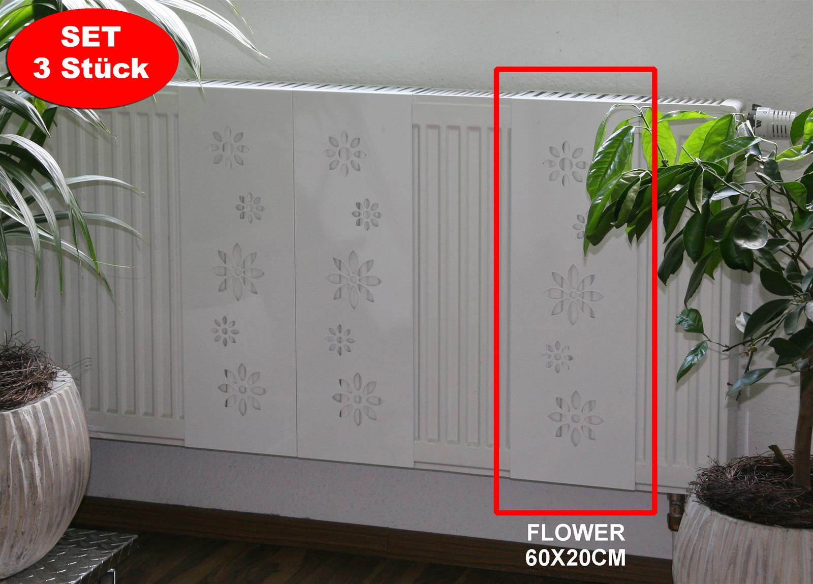 Heizkörperverkleidung Design Flower weiß 60x20cm SET=3 kaufen