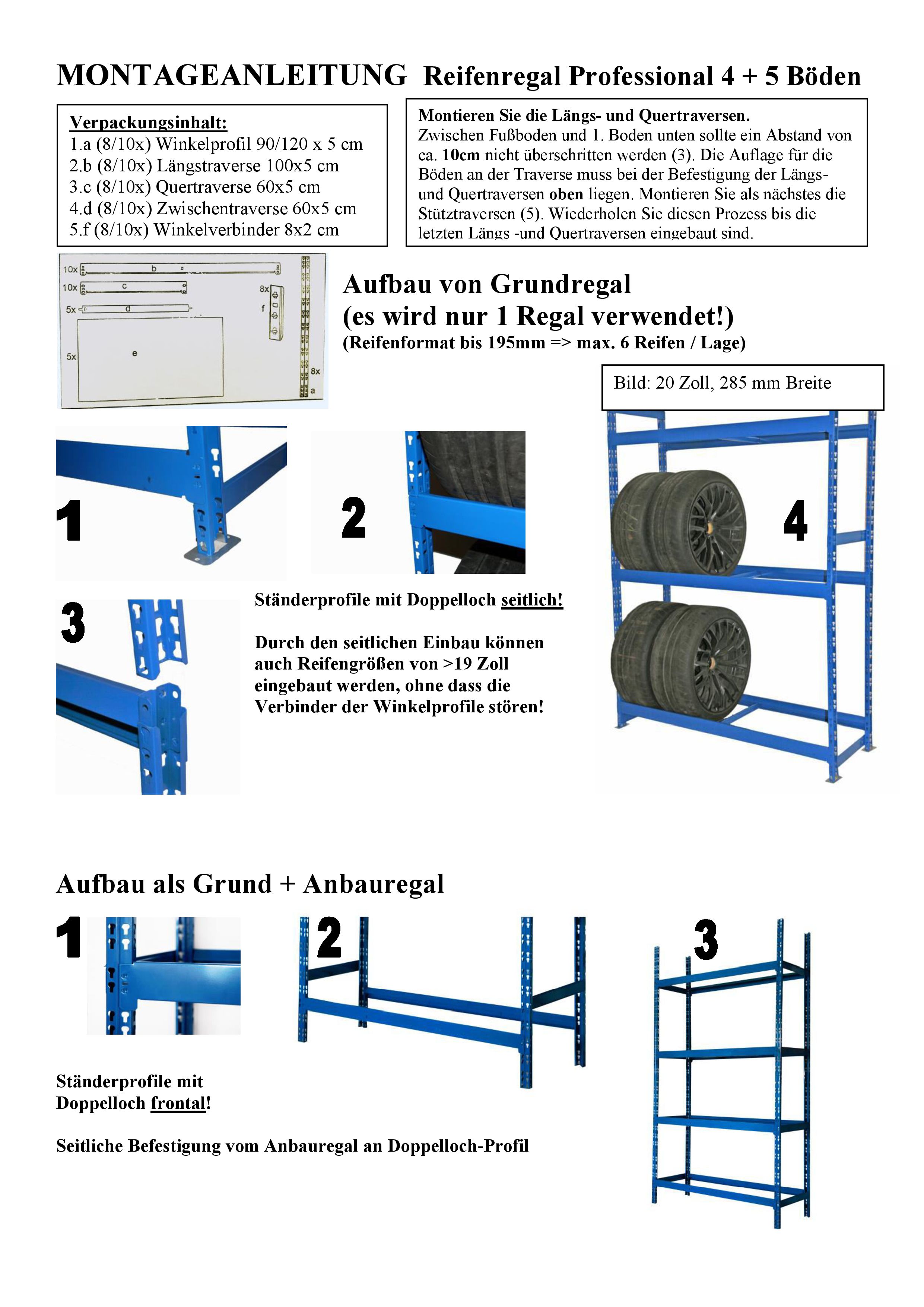 Reifenregal PROFI (Alle Ausführungen) SZAGATO Räderregal Felgenregal Reifen Ständer  Metallregal Lagerregal Autoreifen Regal Regalsystem