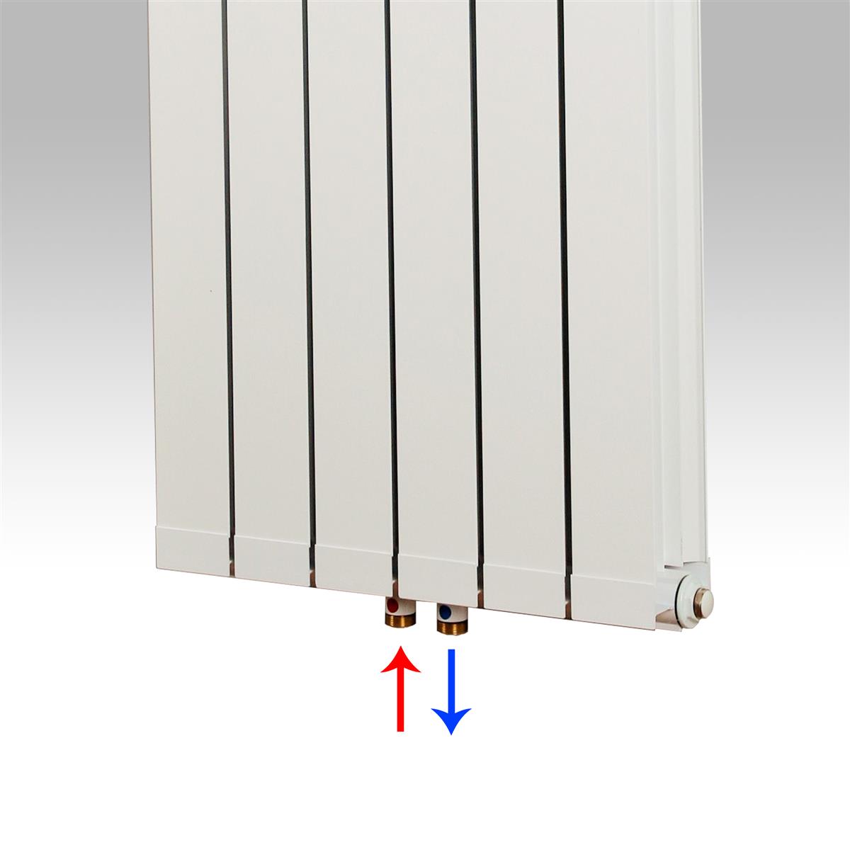 BADHEIZKÖRPER Design Aluminium 2 124 x 48 x 10cm 1295 Watt weiß + 2 Knopfhalter SZAGATO Designheizkörper Handtuchheizkörper mit Seitenanschluss